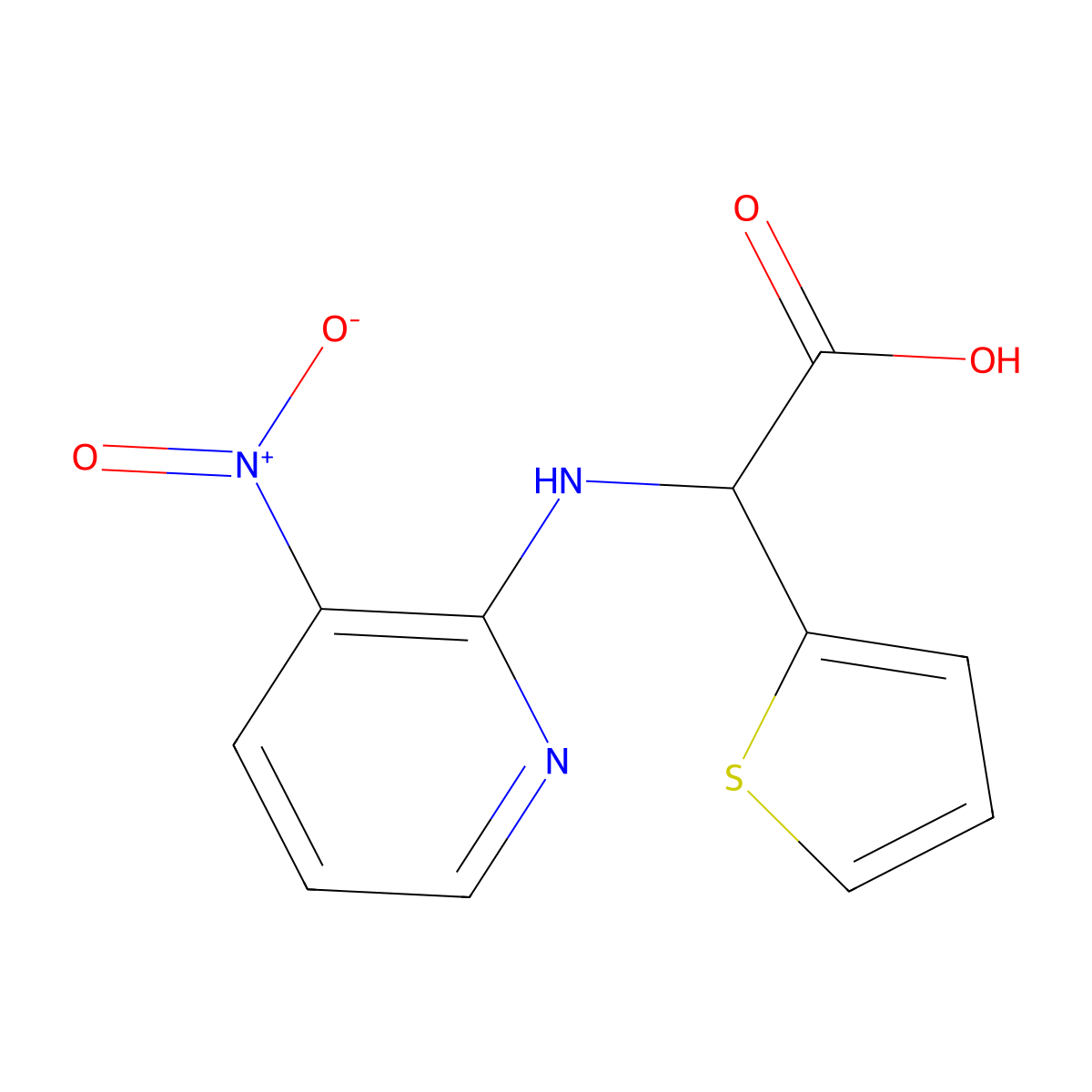 2-[(3-Nitro-2-pyridinyl)amino]-2-(2-thienyl)acetic acid molecular structure, CAS 1026082-68-7
