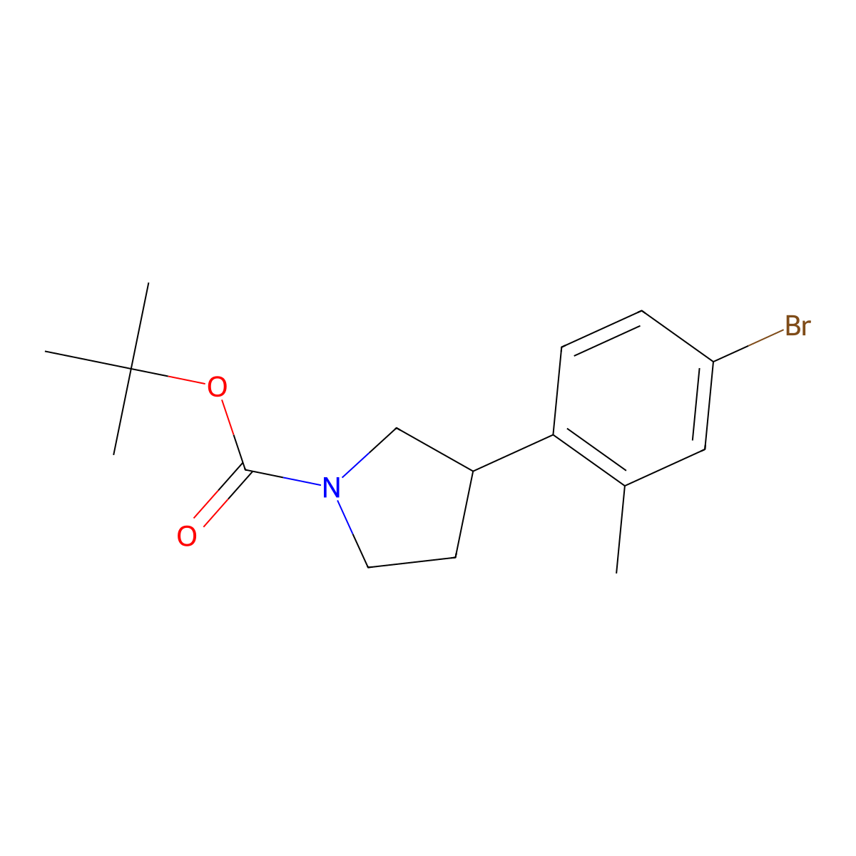 Tert-butyl 3-(4-bromo-2-methylphenyl)pyrrolidine-1-carboxylate molecular structure, CAS 1026089-00-8