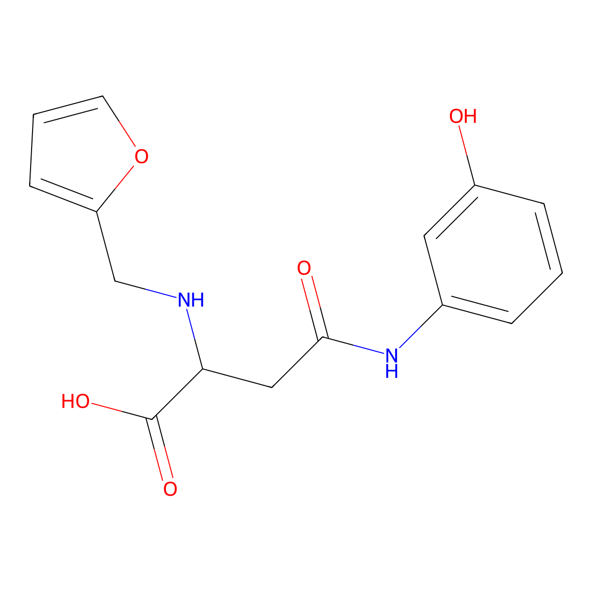 2-((Furan-2-ylmethyl)amino)-4-((3-hydroxyphenyl)amino)-4-oxobutanoic acid molecular structure, CAS 1026092-76-1