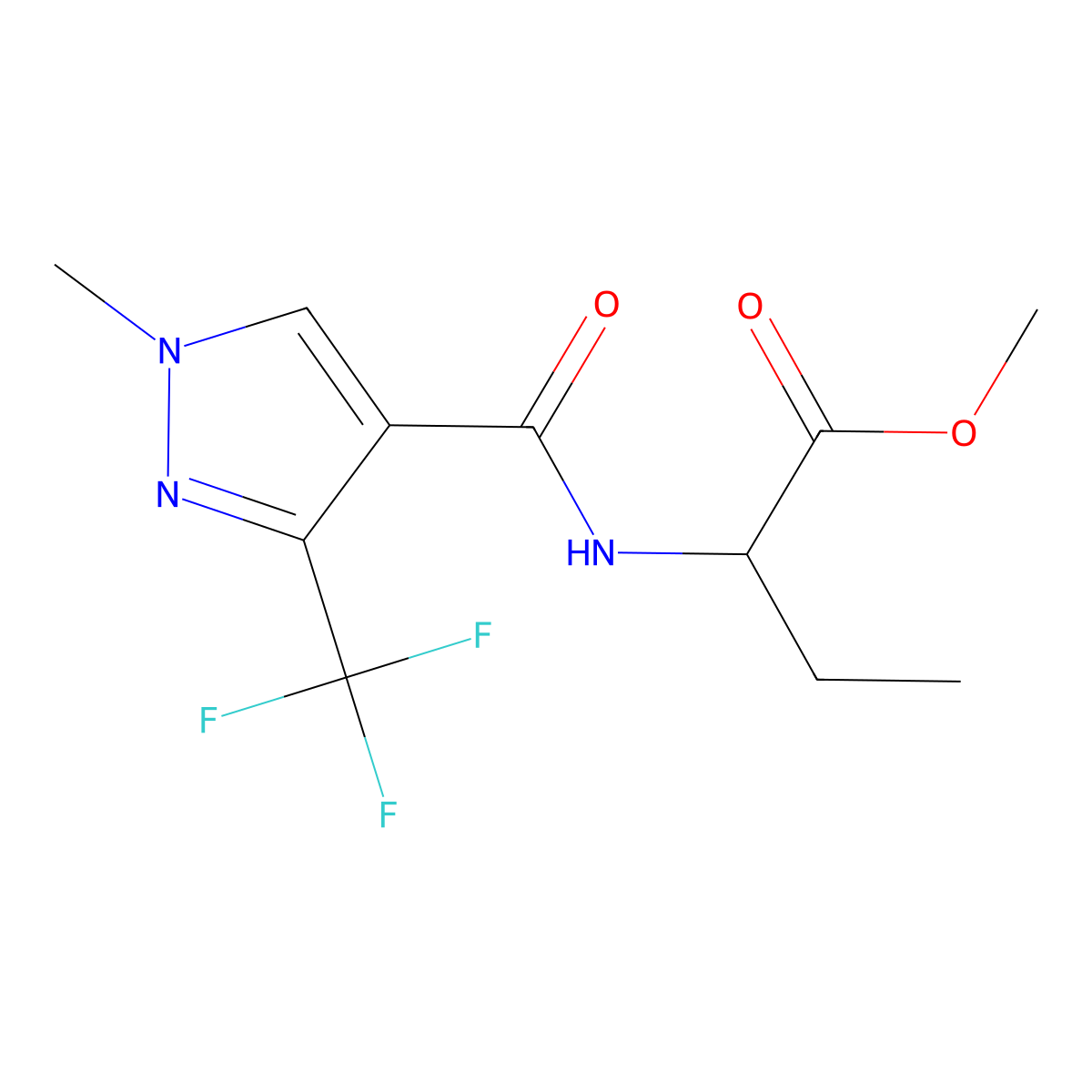 Methyl 2-[[1-methyl-3-(trifluoromethyl)pyrazole-4-carbonyl]amino]butanoate molecular structure, CAS 1026104-65-3