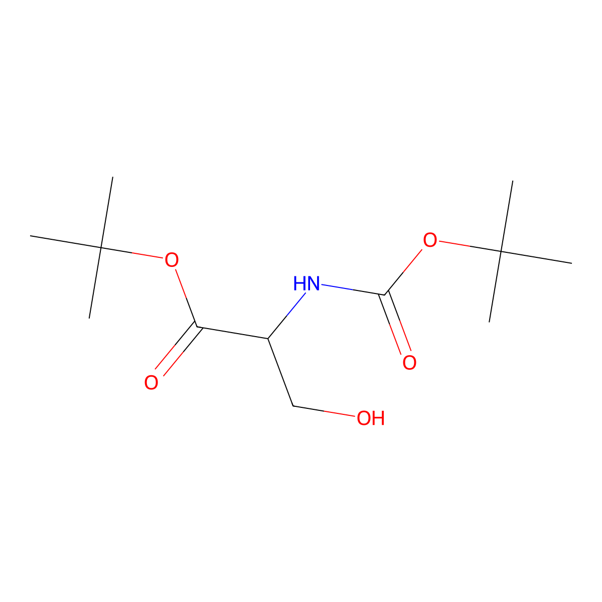 tert-Butyl 2-((tert-butoxycarbonyl)amino)-3-hydroxypropanoate molecular structure, CAS 1026134-46-2