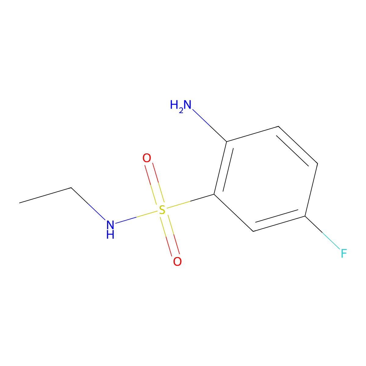 2-amino-N-ethyl-5-fluorobenzene-1-sulfonamide molecular structure, CAS 1026183-64-1