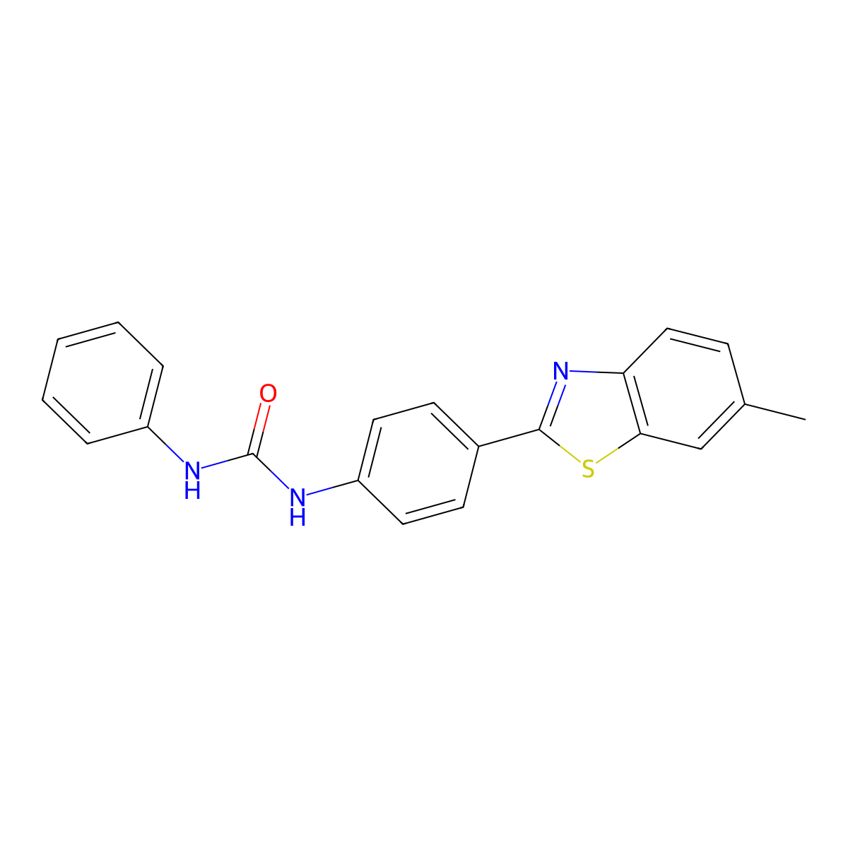 N-[4-(6-methyl-1,3-benzothiazol-2-yl)phenyl]-N'-phenylurea molecular structure, CAS 10262-32-5