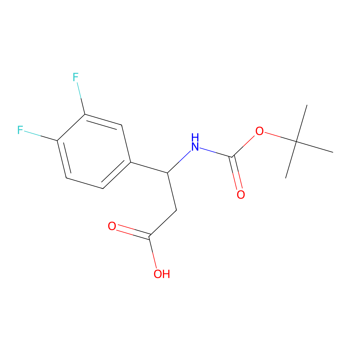 3-((Tert-butoxycarbonyl)amino)-3-(3,4-difluorophenyl)propanoic acid molecular structure, CAS 1026224-87-2