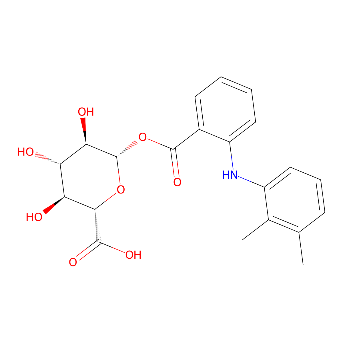 beta-D-Glucopyranuronic acid, 1-(2-((2,3-dimethylphenyl)amino)benzoate) molecular structure, CAS 102623-18-7
