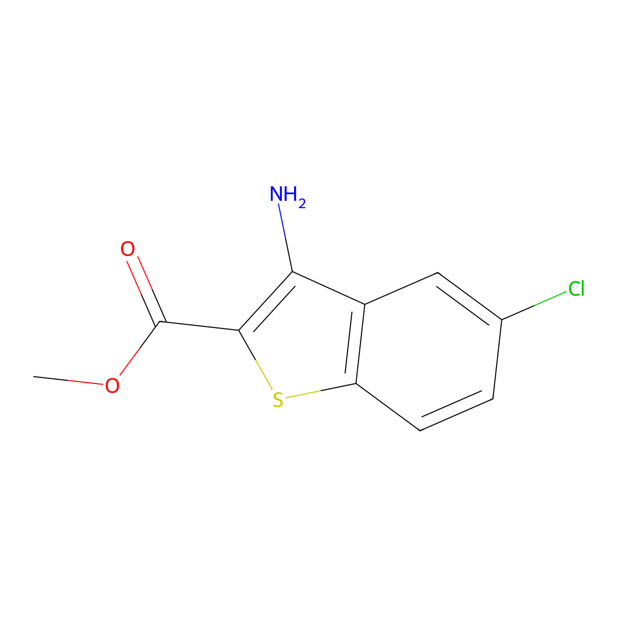 Methyl 3-amino-5-chlorobenzo[b]thiophene-2-carboxylate molecular structure, CAS 1026241-99-5