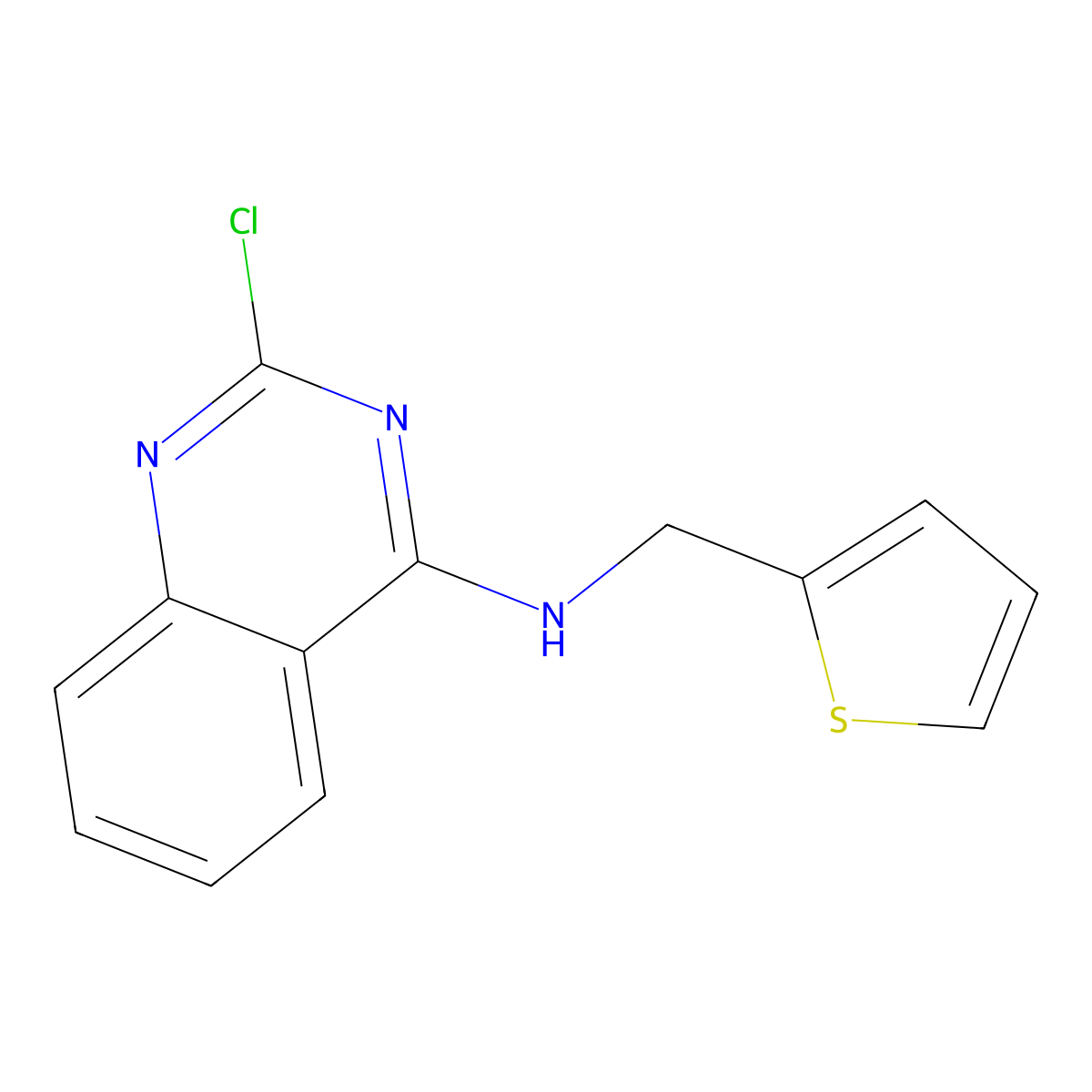 2-chloro-N-(thiophen-2-ylmethyl)quinazolin-4-amine molecular structure, CAS 1026287-65-9