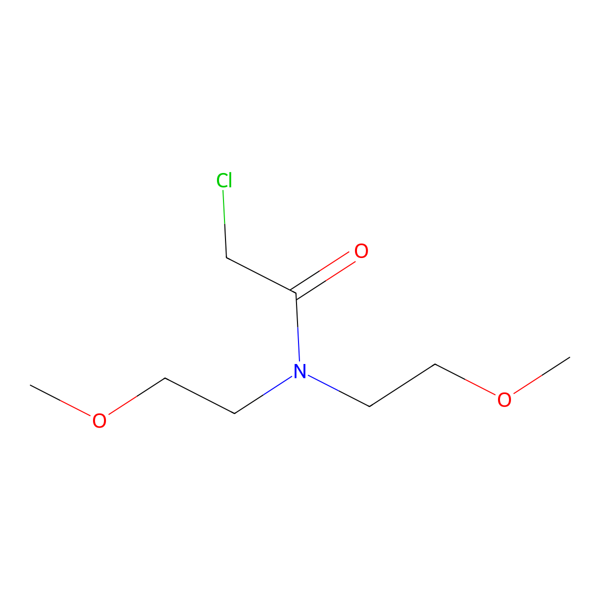 2-chloro-N,N-bis(2-methoxyethyl)acetamide molecular structure, CAS 10263-25-9