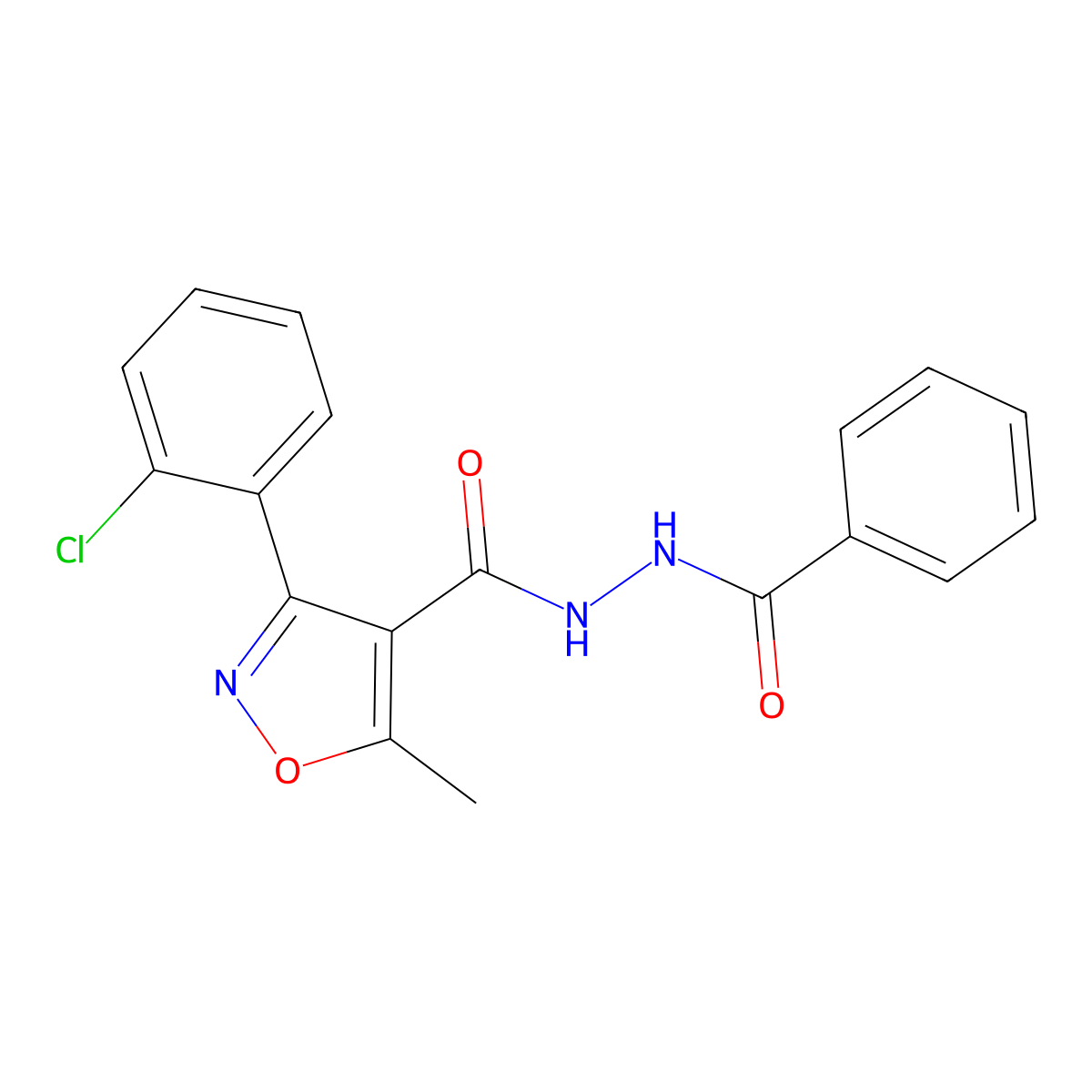 (3-(2-Chlorophenyl)-5-methylisoxazol-4-YL)-N-(phenylcarbonylamino)formamide molecular structure, CAS 1026307-03-8
