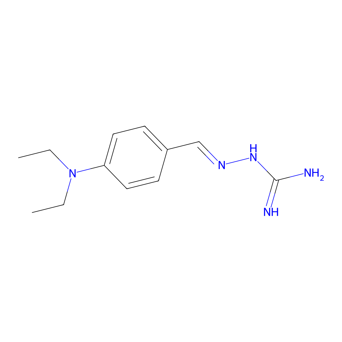 Hydrazinecarboximidamide, 2-[[4-(diethylamino)phenyl]methylene]- molecular structure, CAS 102632-29-1