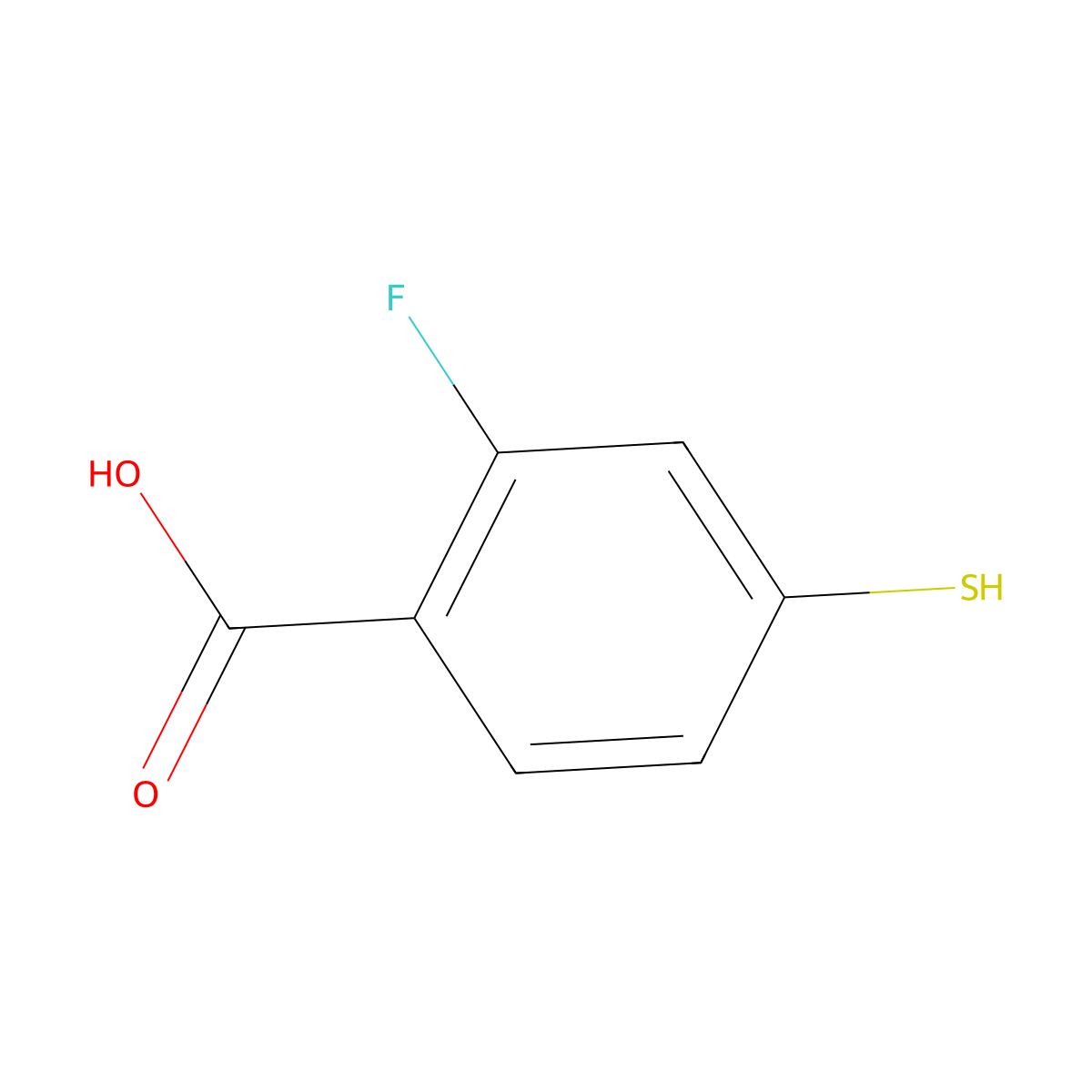 2-Fluoro-4-mercaptobenzoic acid molecular structure, CAS 1026347-56-7