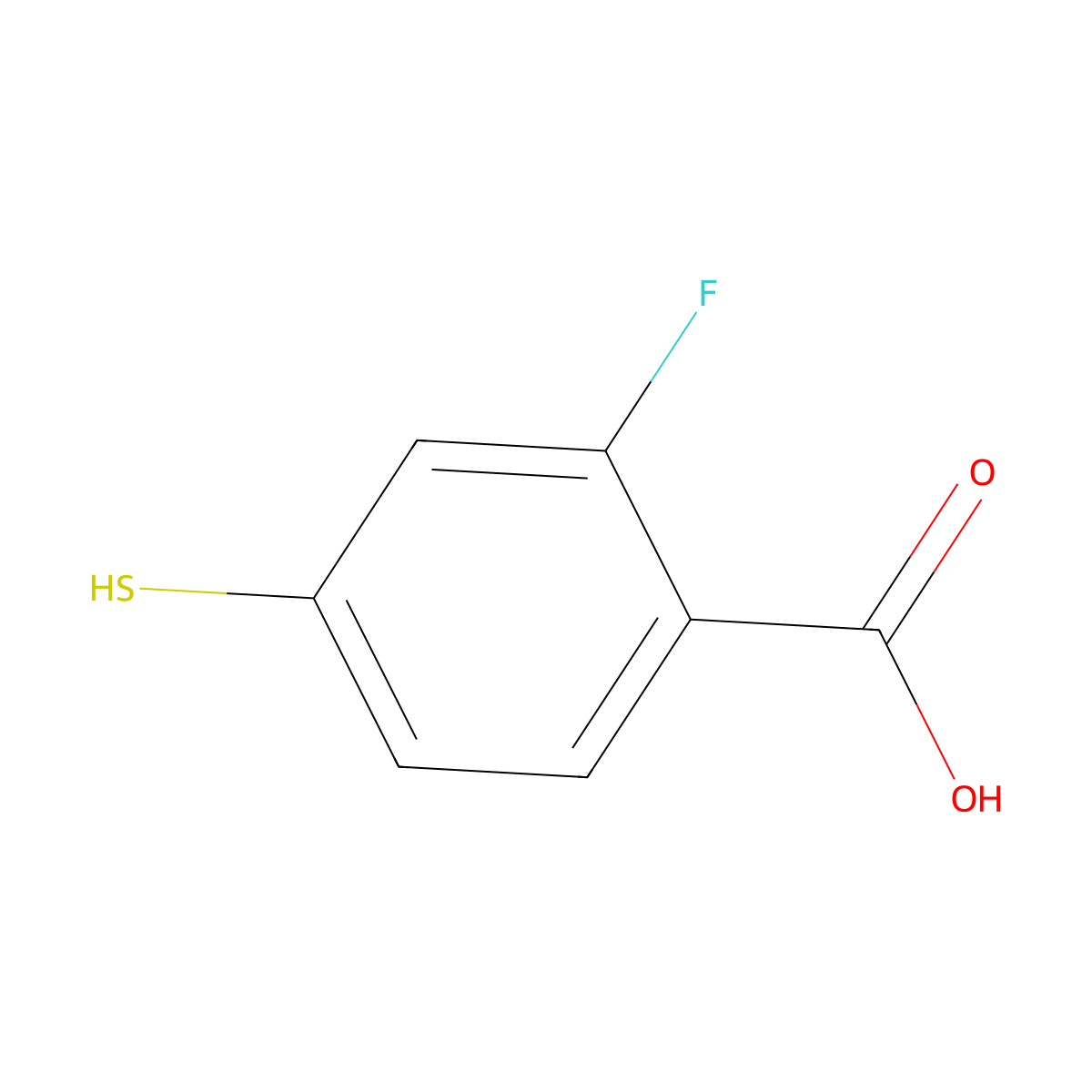 2-Fluoro-4-mercaptobenzoic acid molecular structure, CAS 1026347-56-7