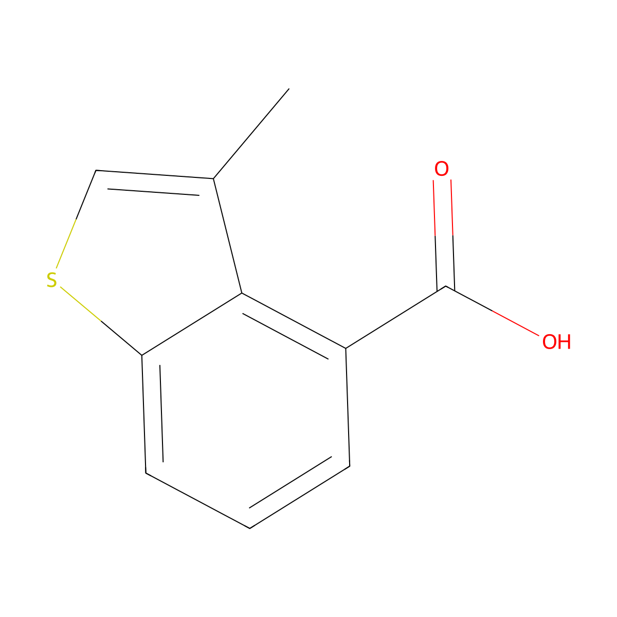 3-Methyl-1-benzothiophene-4-carboxylic acid molecular structure, CAS 102635-98-3