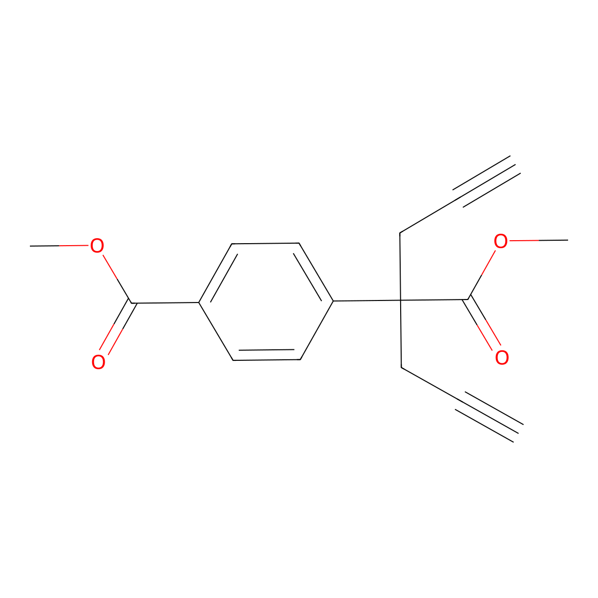 Methyl 4-(4-(methoxycarbonyl)hepta-1,6-diyn-4-yl)benzoate molecular structure, CAS 1026380-17-5