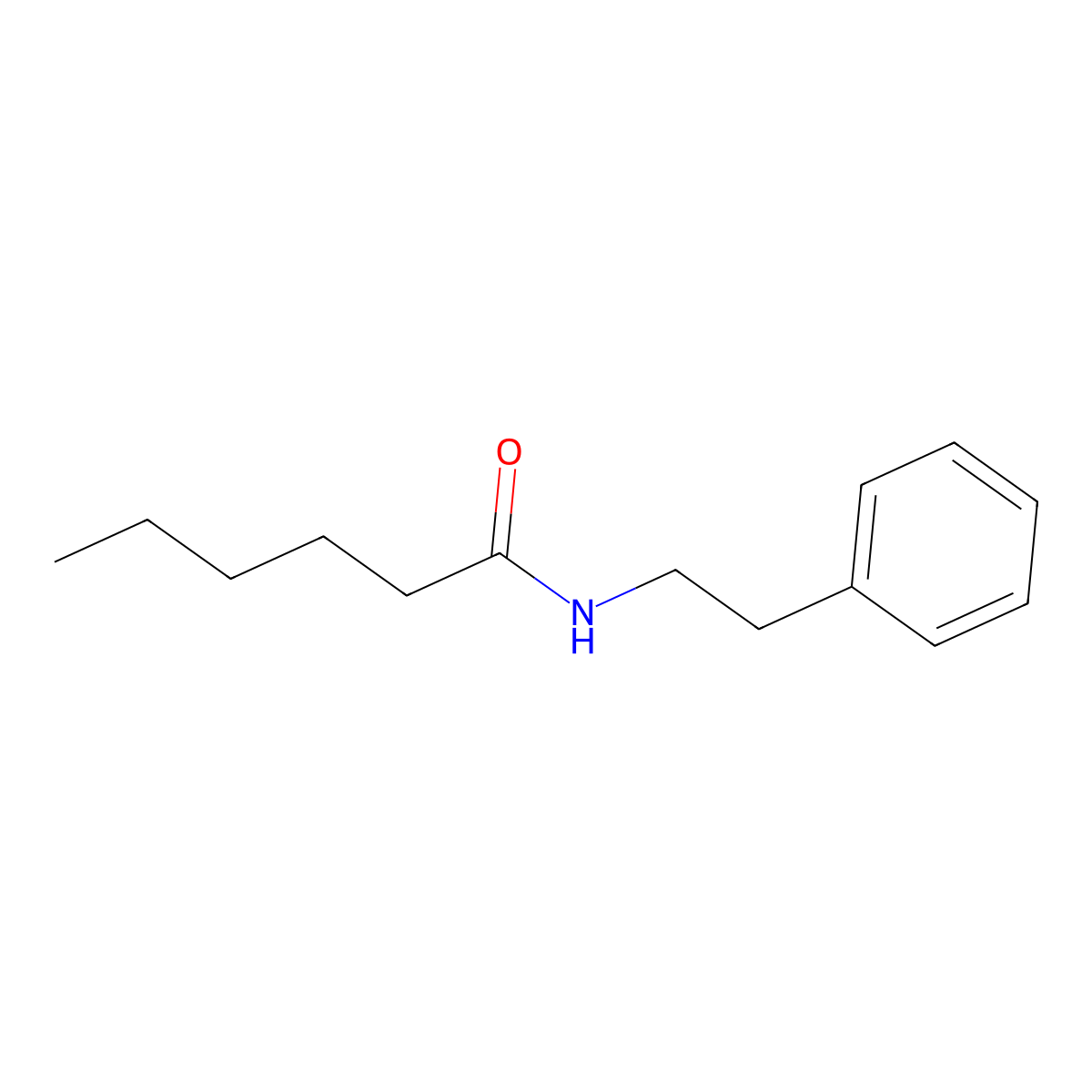 Beta-Phenylethyl n-capronamide molecular structure, CAS 10264-26-3