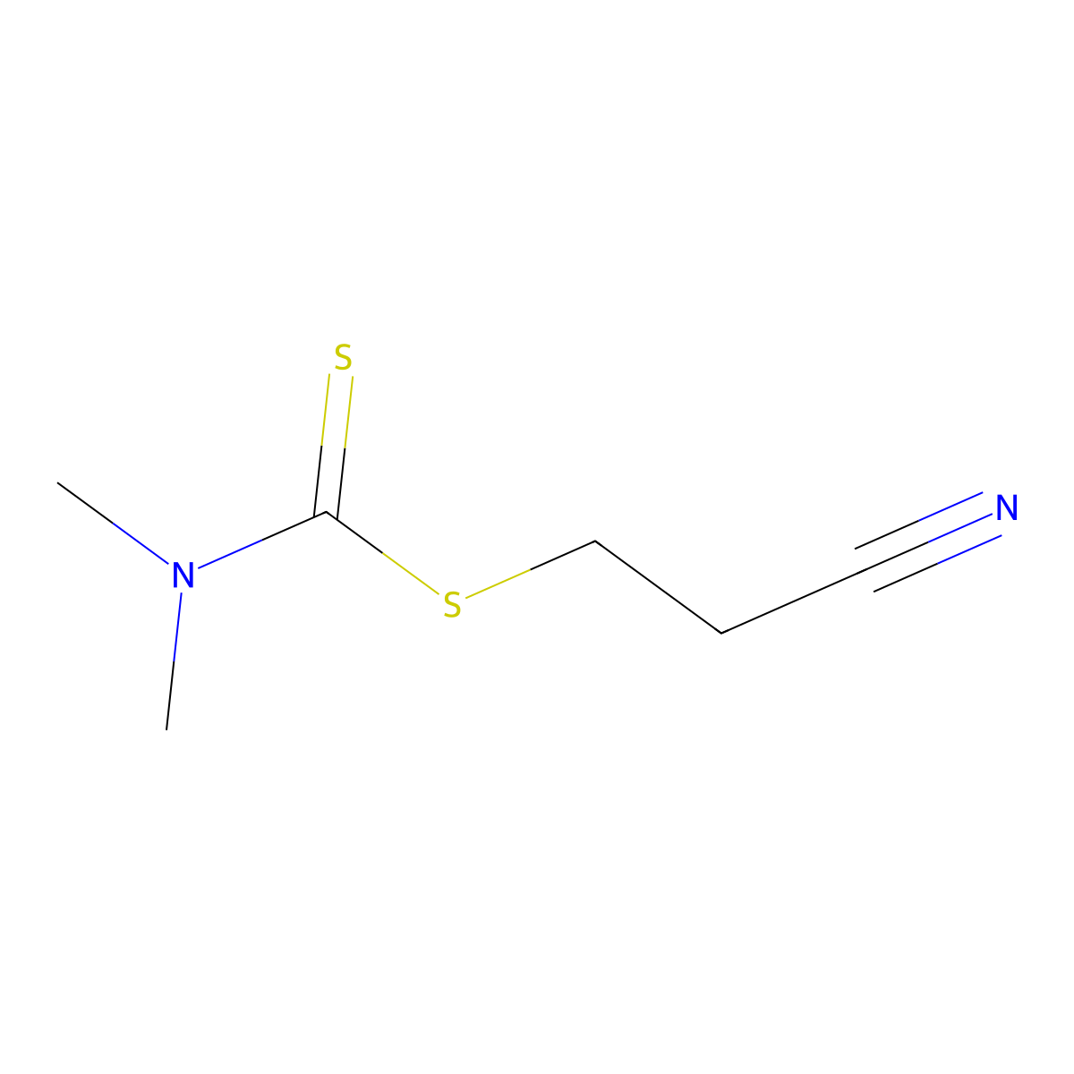 Cyanoethyl dimethyldithiocarbamate molecular structure, CAS 10264-38-7