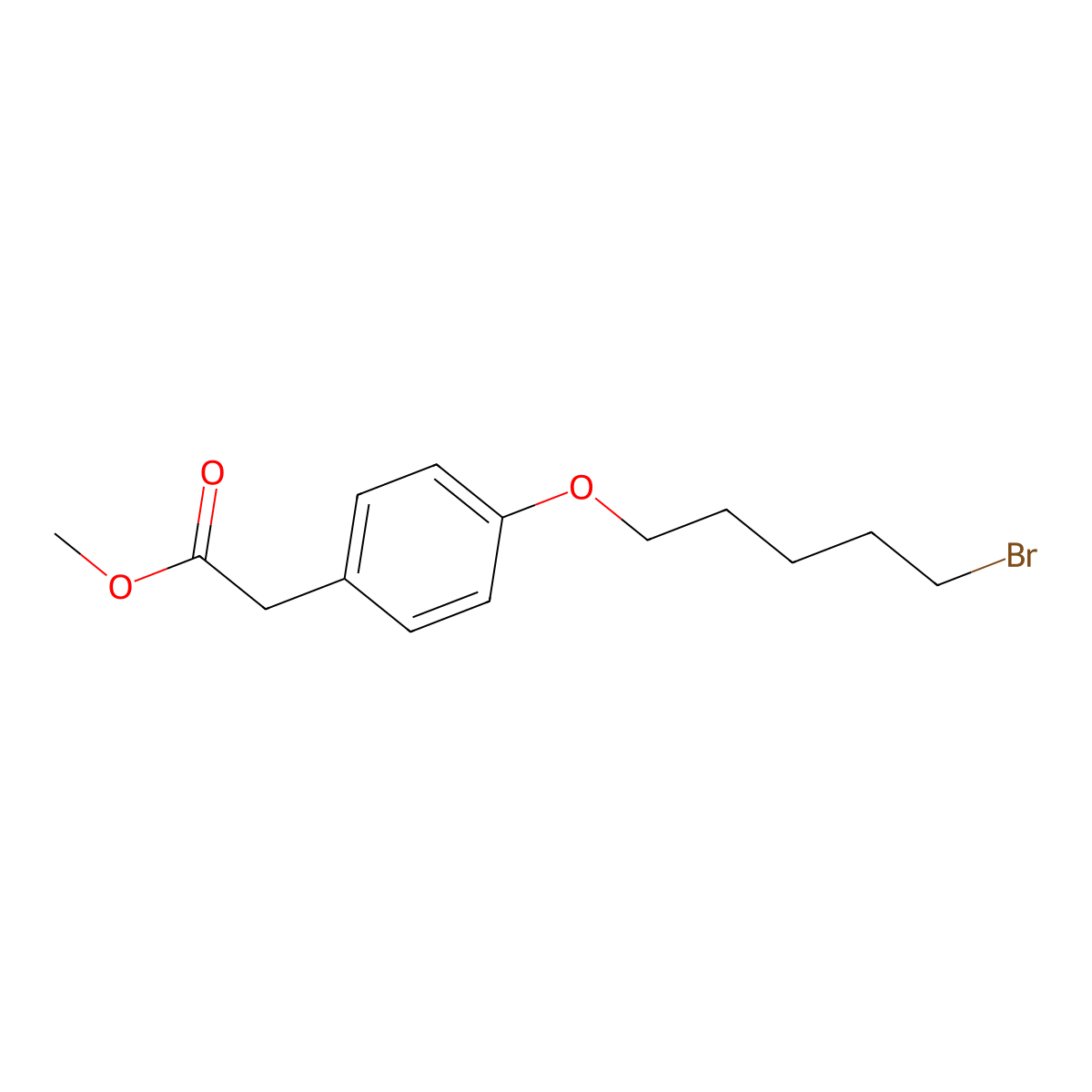 Methyl 2-(4-((5-bromopentyl)oxy)phenyl)acetate molecular structure, CAS 1026417-18-4
