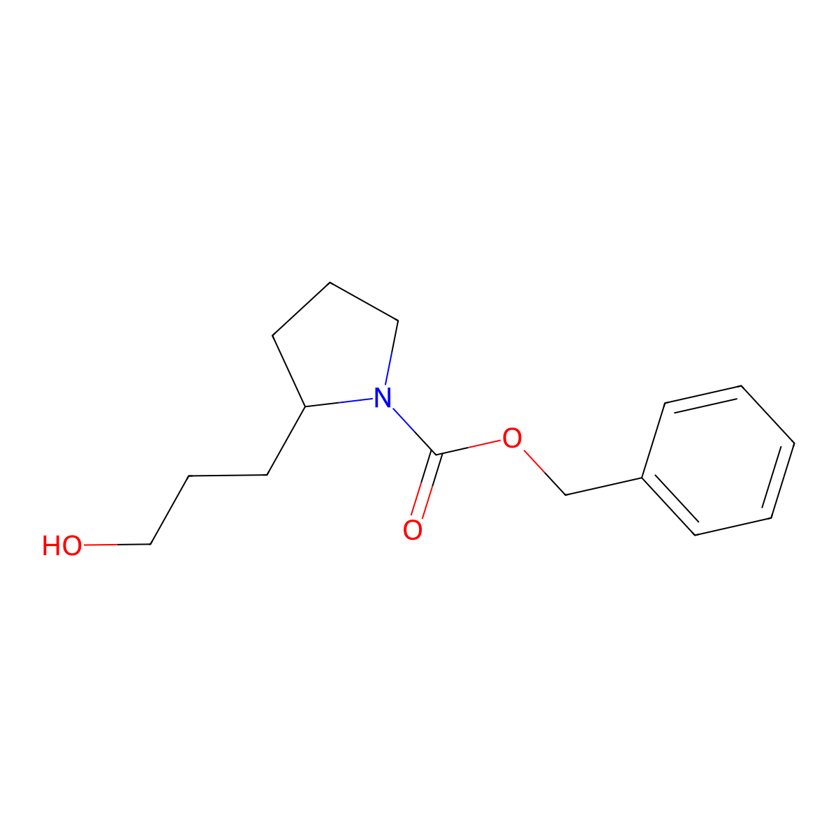 Benzyl 2-(3-hydroxypropyl)pyrrolidine-1-carboxylate molecular structure, CAS 1026417-23-1