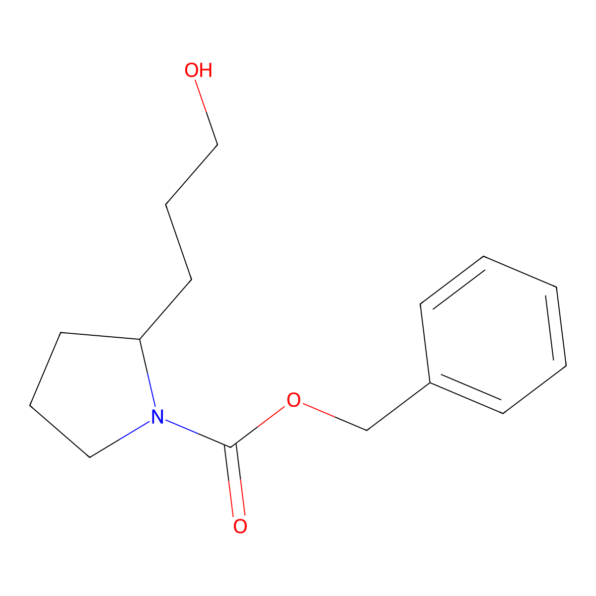 Benzyl 2-(3-hydroxypropyl)pyrrolidine-1-carboxylate molecular structure, CAS 1026417-23-1