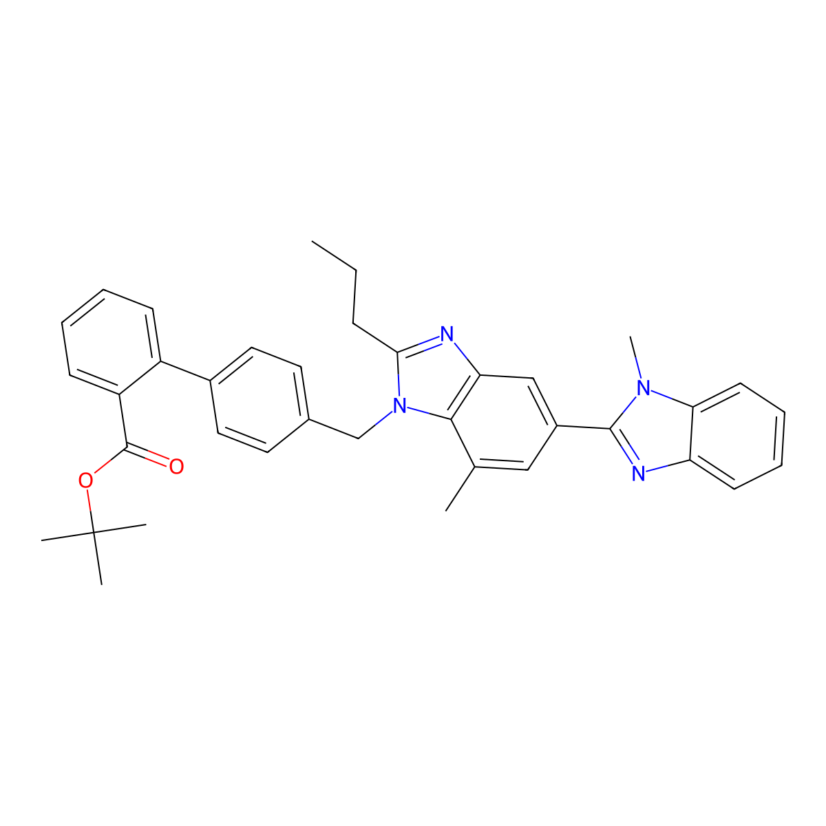 Tert-butyl 2-[4-[[7-methyl-5-(1-methylbenzimidazol-2-yl)-2-propylbenzimidazol-1-yl]methyl]phenyl]benzoate molecular structure, CAS 1026438-56-1