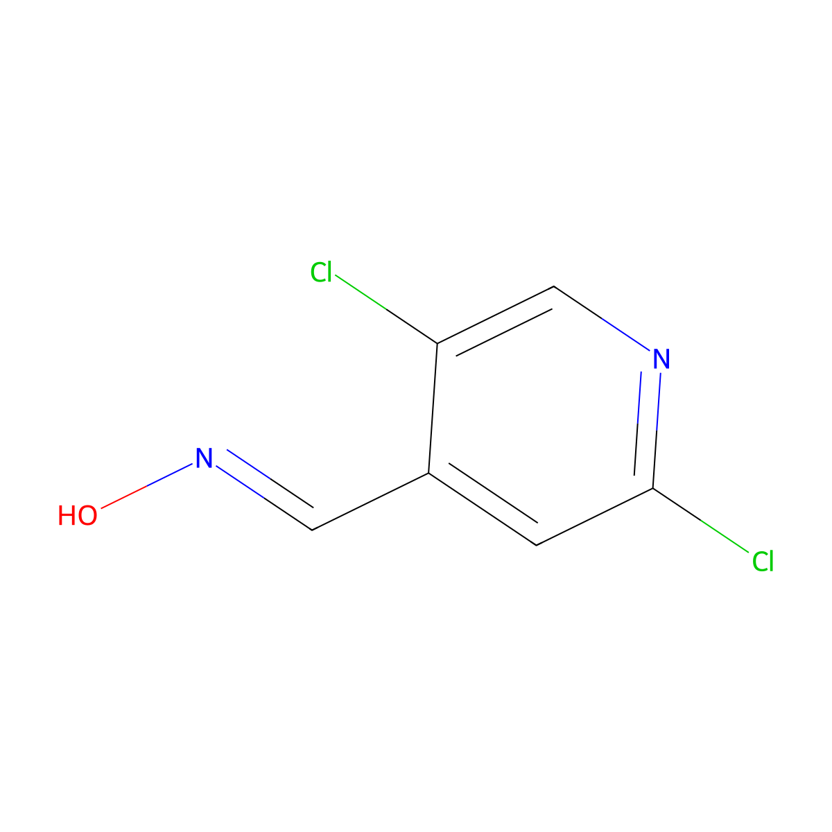 4-Pyridinecarboxaldehyde, 2,5-dichloro-, oxime molecular structure, CAS 102645-34-1