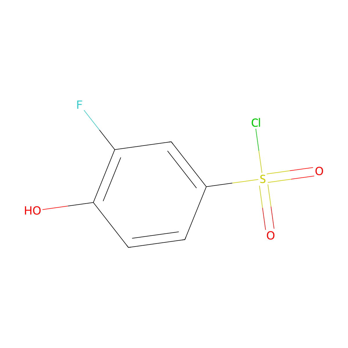 3-Fluoro-4-hydroxybenzene-1-sulfonyl chloride molecular structure, CAS 1026456-51-8