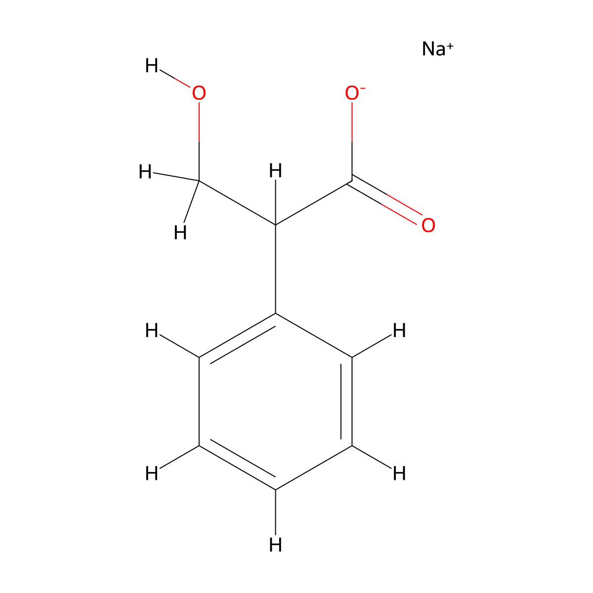 Tropic acid, monosodium salt molecular structure, CAS 10265-75-5