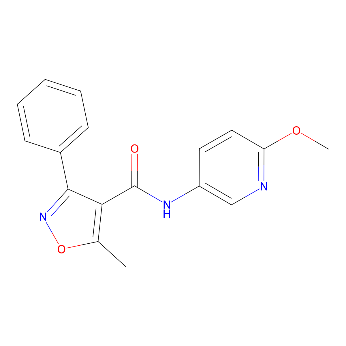N-(6-methoxypyridin-3-yl)-5-methyl-3-phenyl-1,2-oxazole-4-carboxamide molecular structure, CAS 1026503-84-3