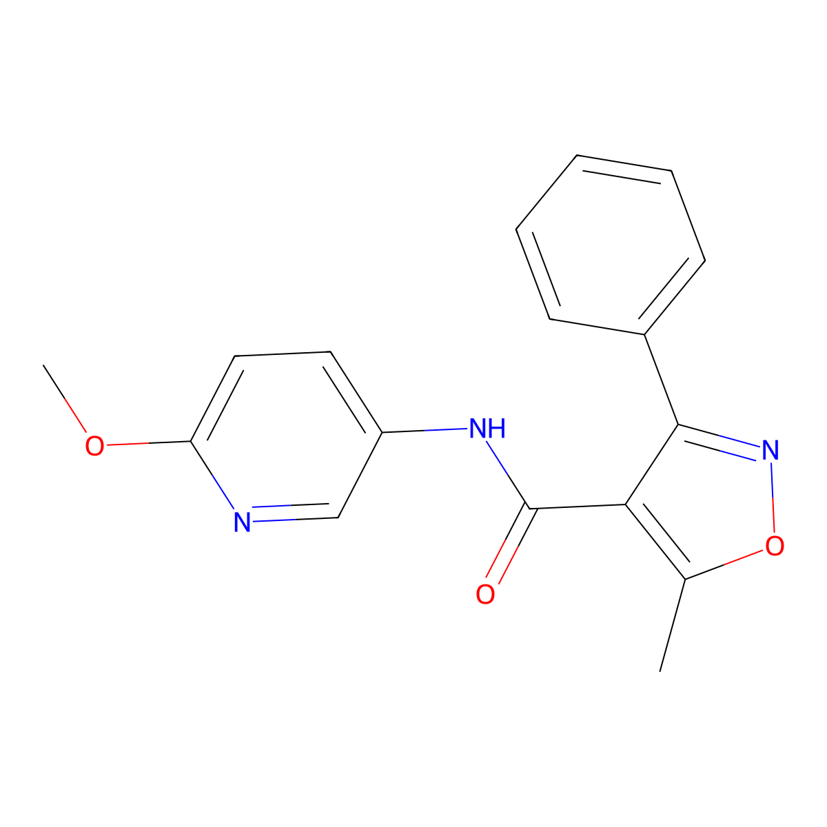 N-(6-methoxypyridin-3-yl)-5-methyl-3-phenyl-1,2-oxazole-4-carboxamide molecular structure, CAS 1026503-84-3