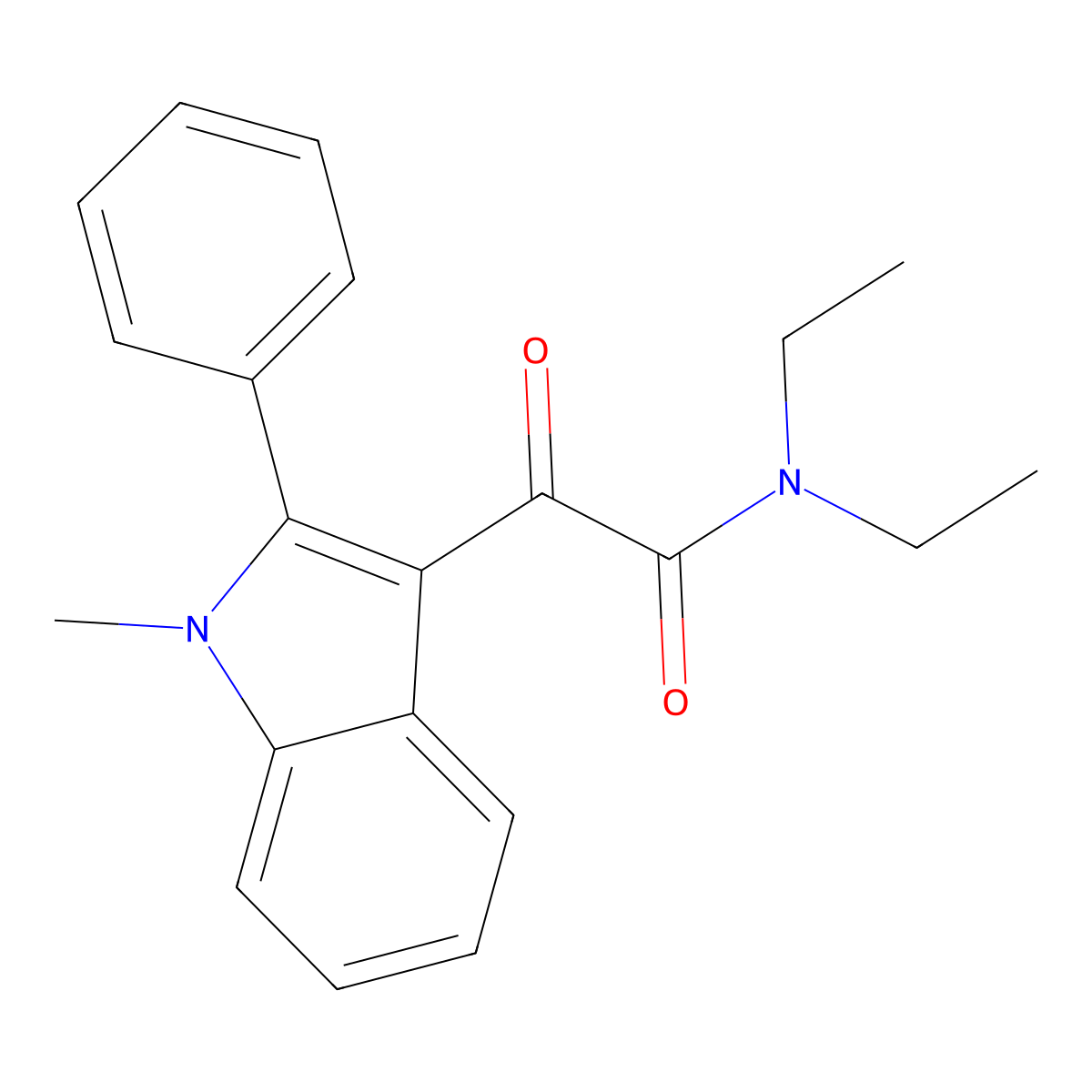 N,N-diethyl-2-(1-methyl-2-phenylindol-3-yl)-2-oxoacetamide molecular structure, CAS 102660-53-7