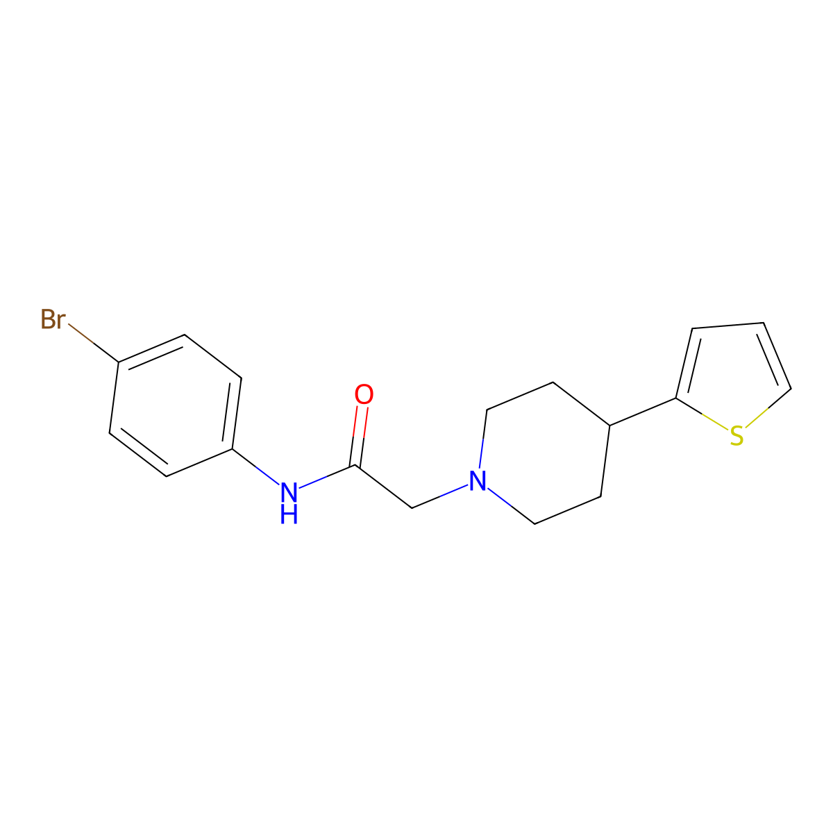 N-(4-bromophenyl)-2-(4-(thiophen-2-yl)piperidin-1-yl)acetamide molecular structure, CAS 1026618-48-3
