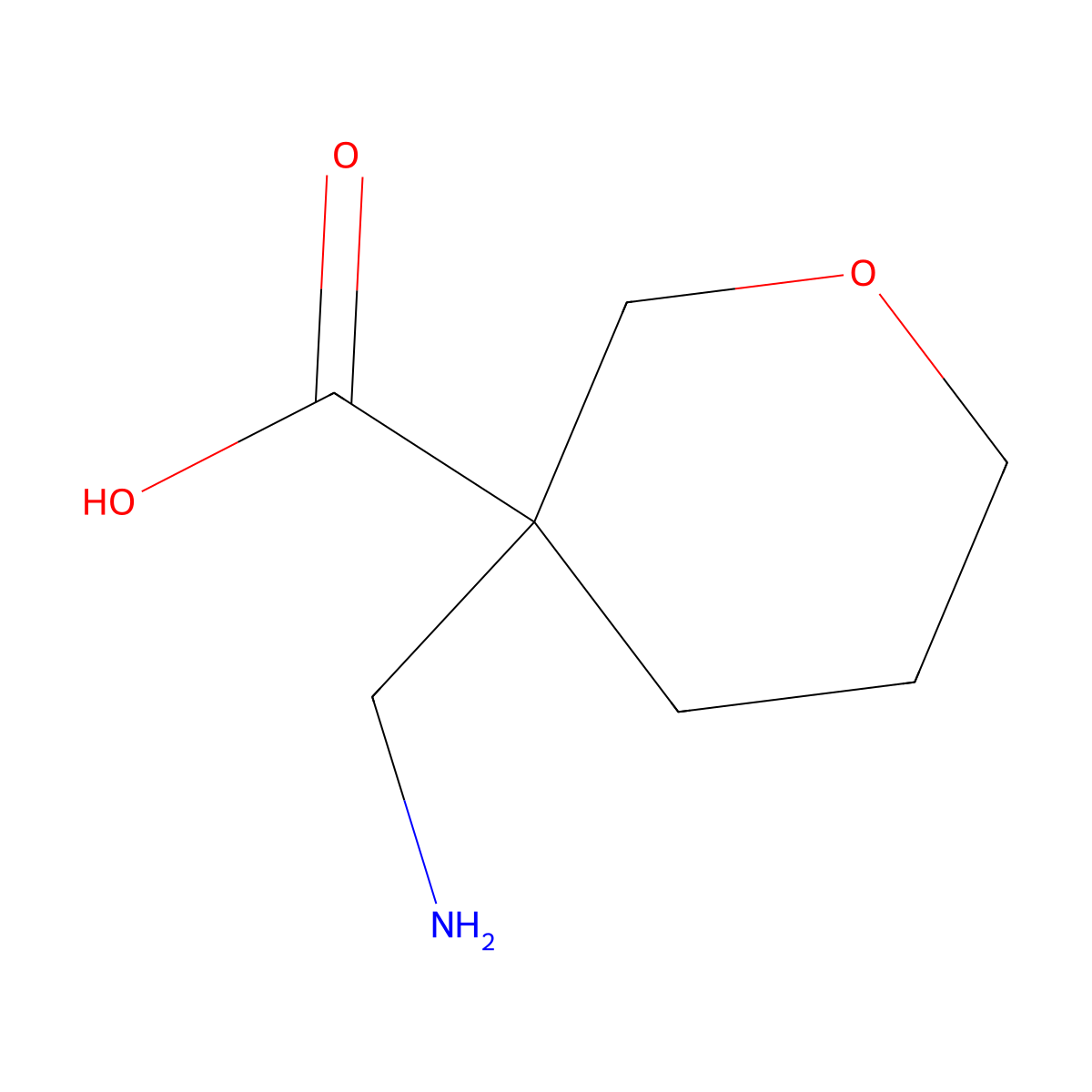 3-(aminomethyl)oxane-3-carboxylic Acid molecular structure, CAS 1026619-71-5
