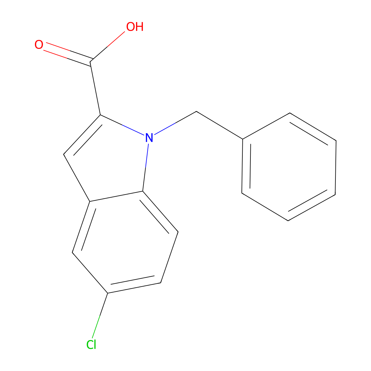 1-benzyl-5-chloro-1H-indole-2-carboxylic acid molecular structure, CAS 1026645-16-8