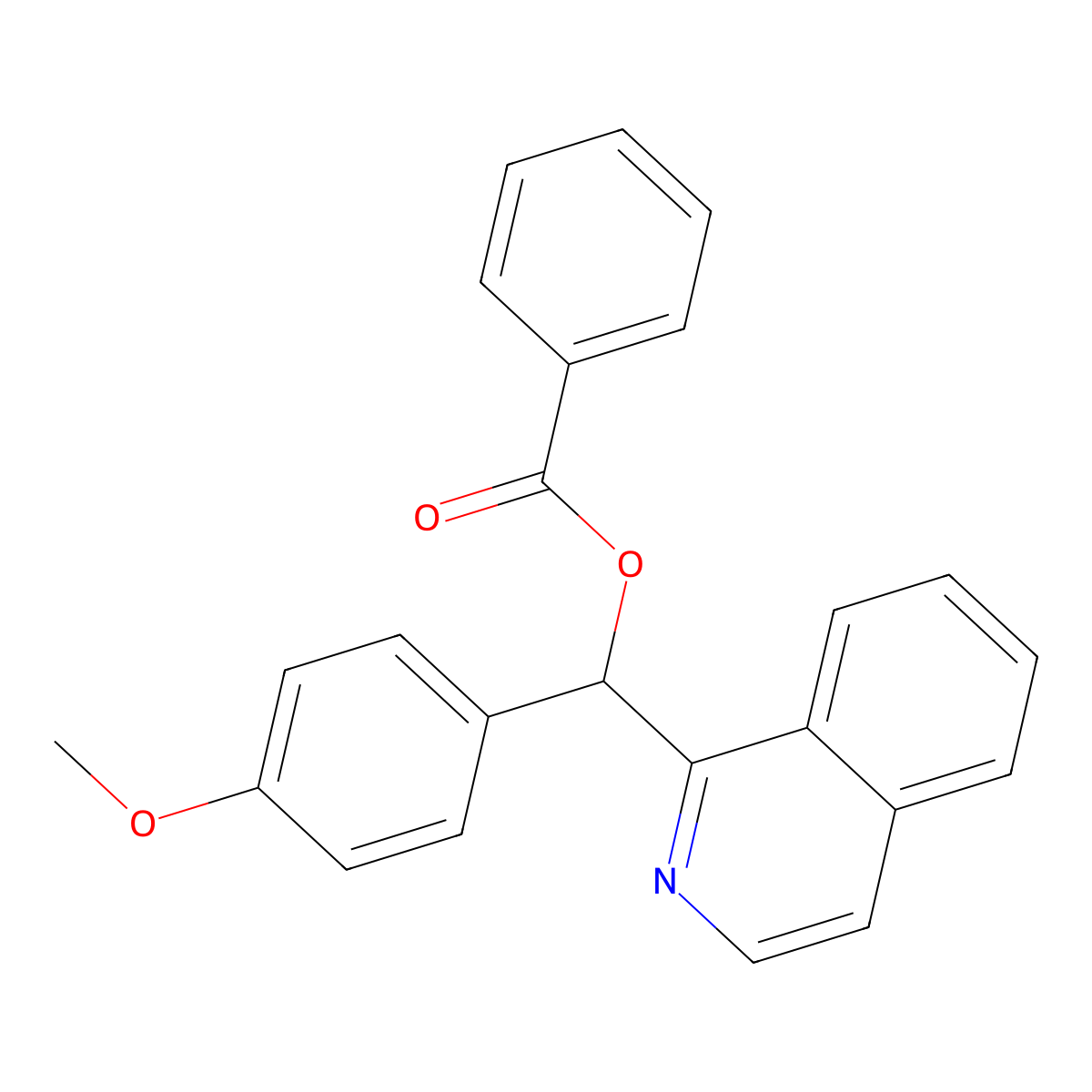 Isoquinolin-1-yl(4-methoxyphenyl)methyl benzoate molecular structure, CAS 102665-49-6