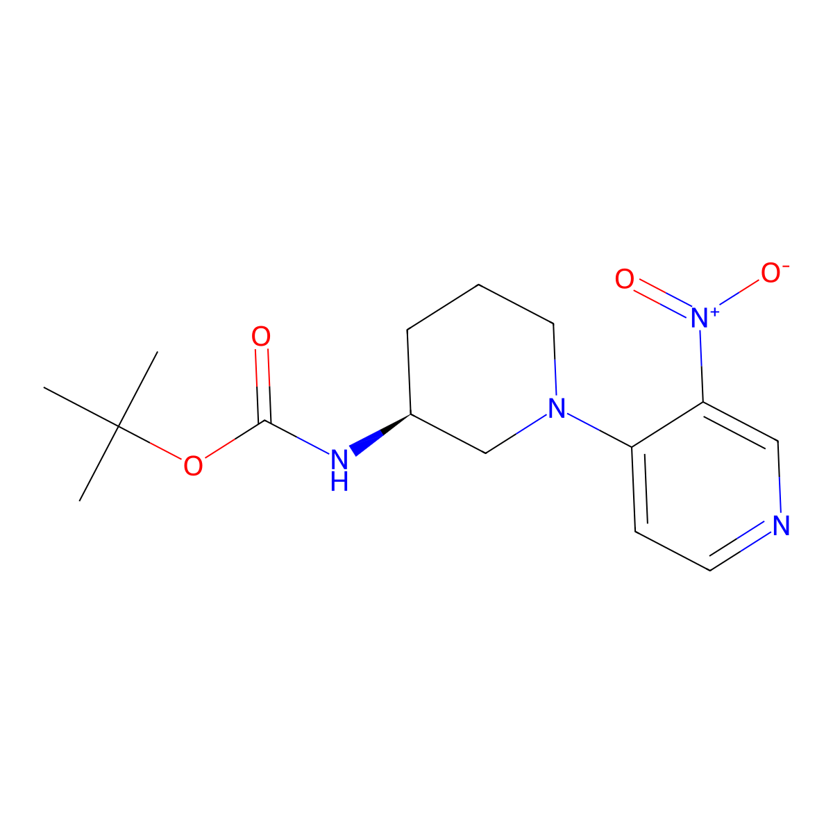 (S)-tert-butyl (1-(3-nitropyridin-4-yl)piperidin-3-yl)carbamate molecular structure, CAS 1026669-77-1