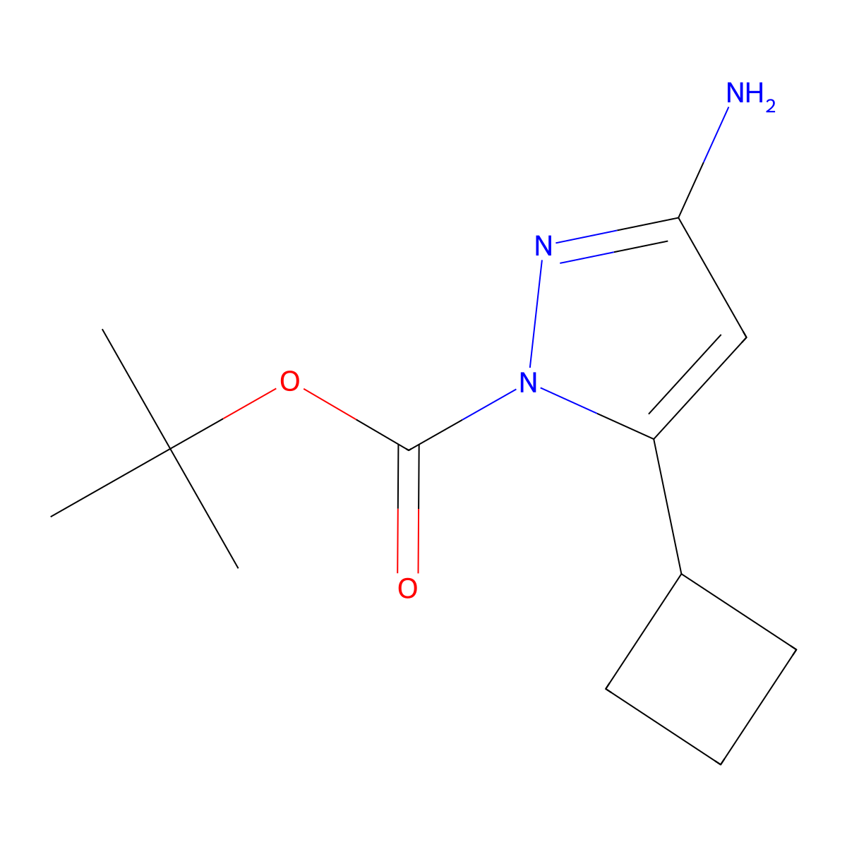 Tert-butyl 3-amino-5-cyclobutyl-1H-pyrazole-1-carboxylate molecular structure, CAS 1026682-51-8