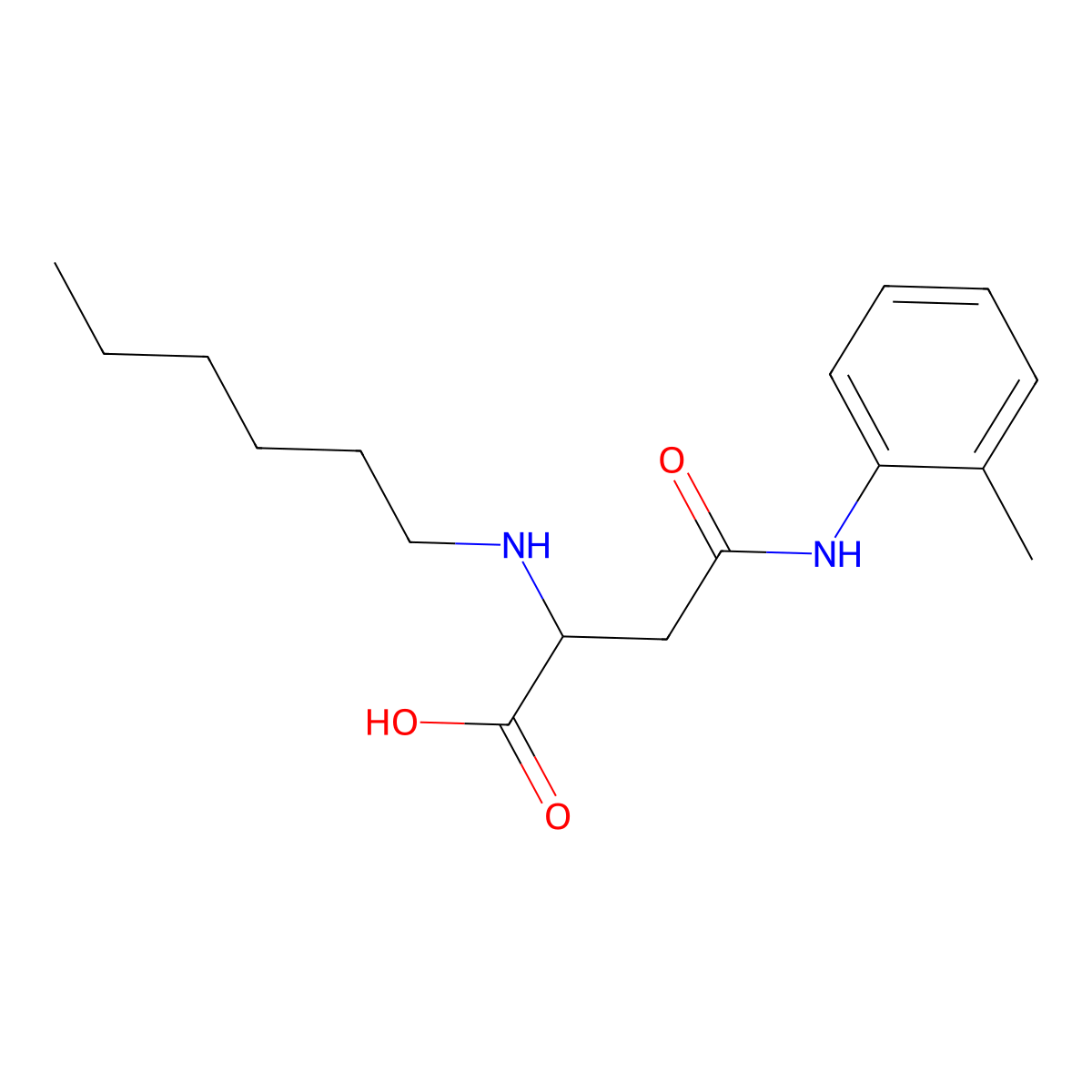 2-(Hexylamino)-4-oxo-4-(o-tolylamino)butanoic acid molecular structure, CAS 1026687-20-6