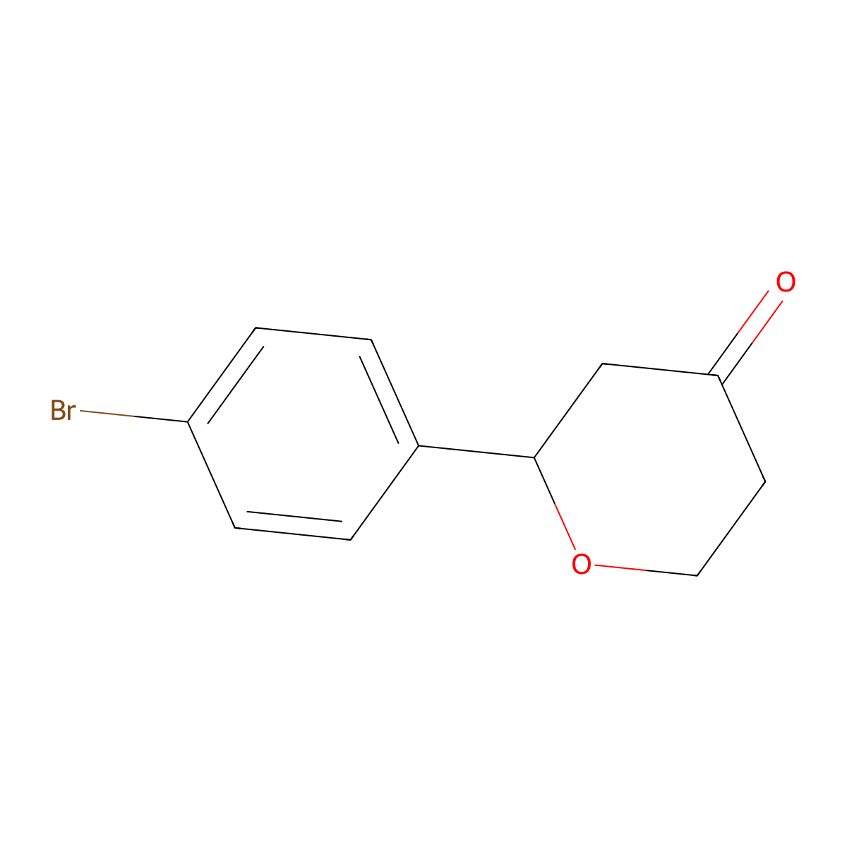2-(4-bromophenyl)tetrahydro-4H-pyran-4-one molecular structure, CAS 1026692-56-7