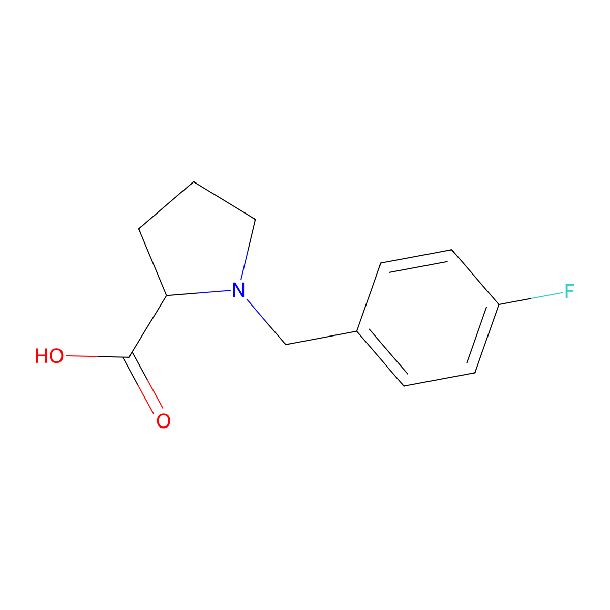 1-[(4-fluorophenyl)methyl]pyrrolidine-2-carboxylic Acid molecular structure, CAS 1026725-31-4
