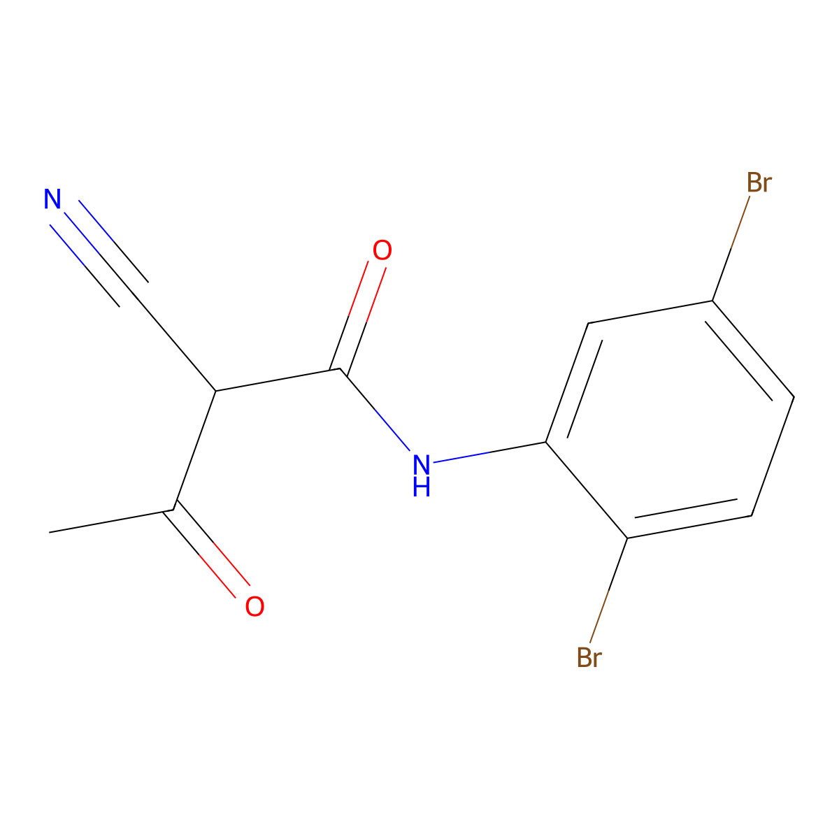 2-cyano-N-(2,5-dibromophenyl)-3-oxobutanamide molecular structure, CAS 1026727-45-6
