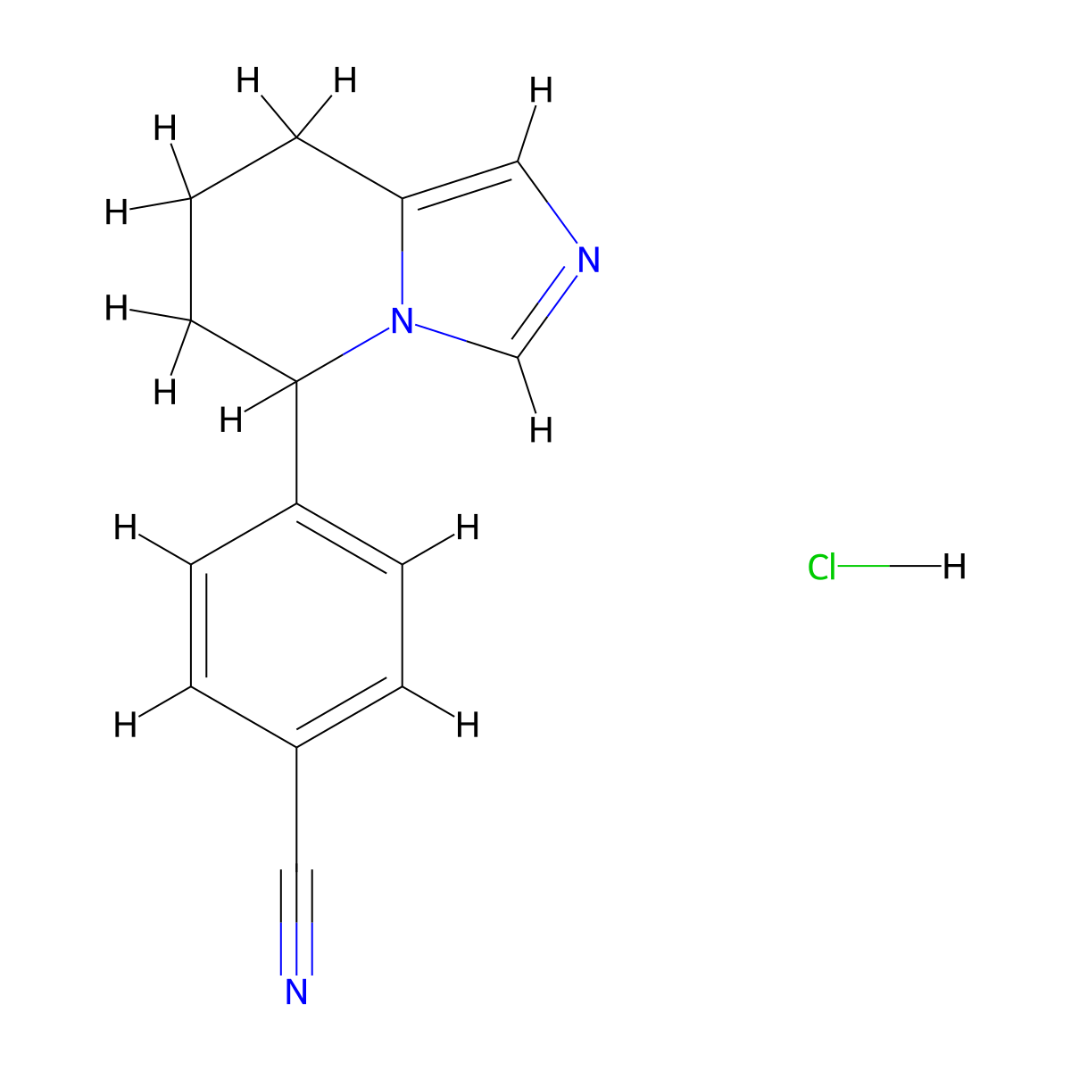 Benzonitrile, 4-(5,6,7,8-tetrahydroimidazo(1,5-a)pyridin-5-yl)-, hydrochloride (1:1) molecular structure, CAS 102676-31-3