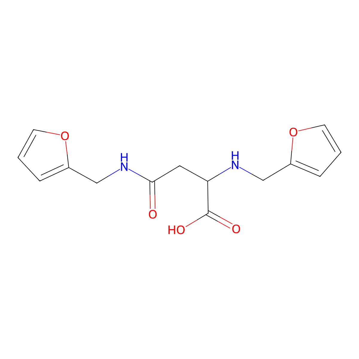 2-[(2-furylmethyl)amino]-3-[N-(2-furylmethyl)carbamoyl]propanoic acid molecular structure, CAS 1026763-67-6