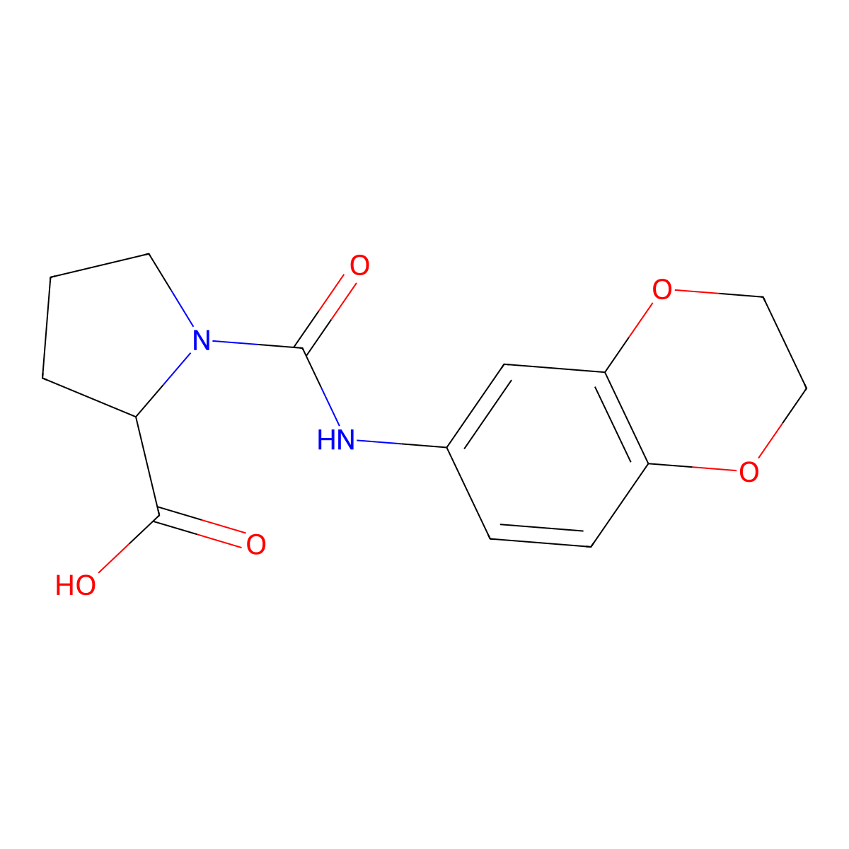 (2S)-1-[(2,3-dihydro-1,4-benzodioxin-6-yl)carbamoyl]pyrrolidine-2-carboxylic acid molecular structure, CAS 1026763-78-9