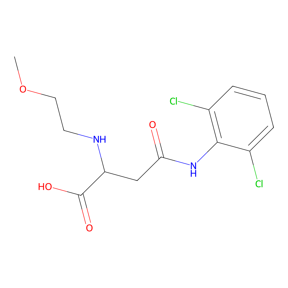 4-(2,6-Dichloroanilino)-2-(2-methoxyethylamino)-4-oxobutanoic acid molecular structure, CAS 1026766-23-3