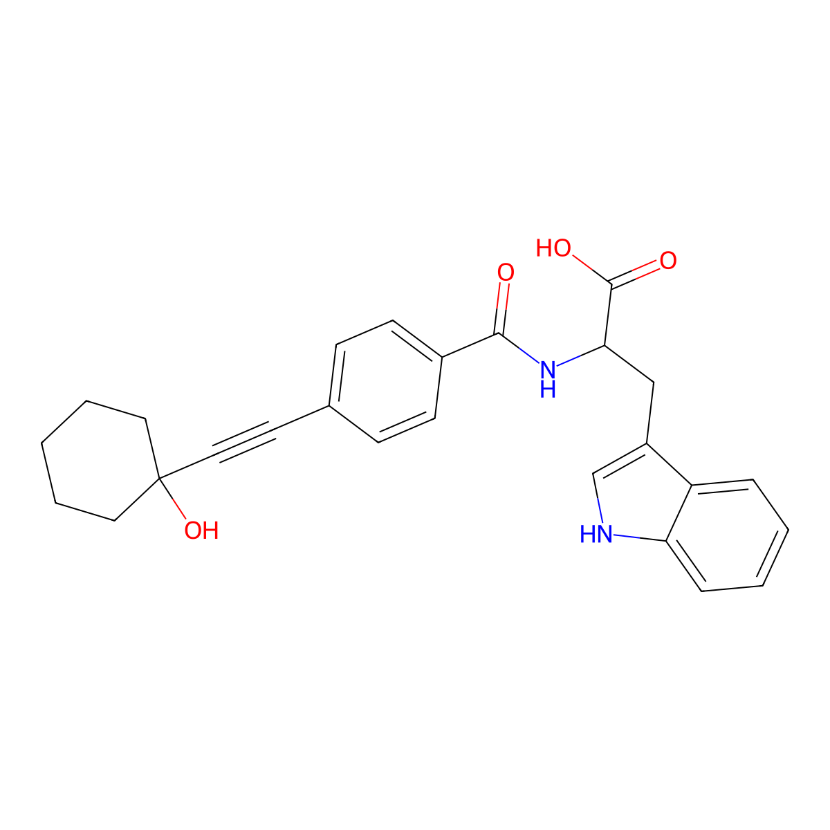 N-{4-[(1-hydroxycyclohexyl)ethynyl]benzoyl}tryptophan molecular structure, CAS 1026779-36-1