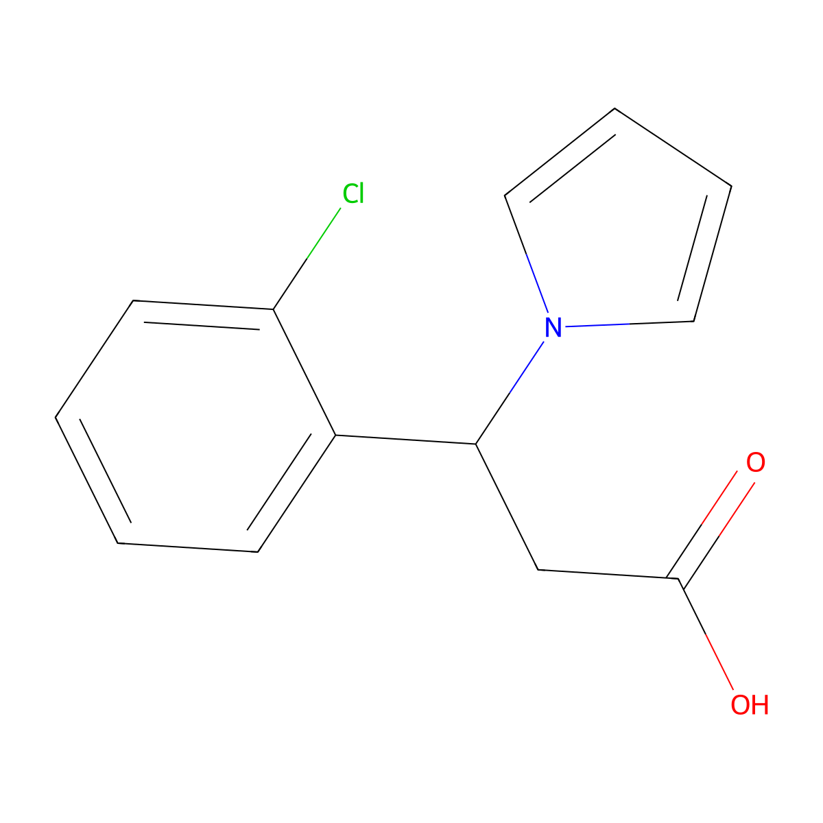 3-(2-chlorophenyl)-3-(1H-pyrrol-1-yl)propanoic acid molecular structure, CAS 1026779-66-7