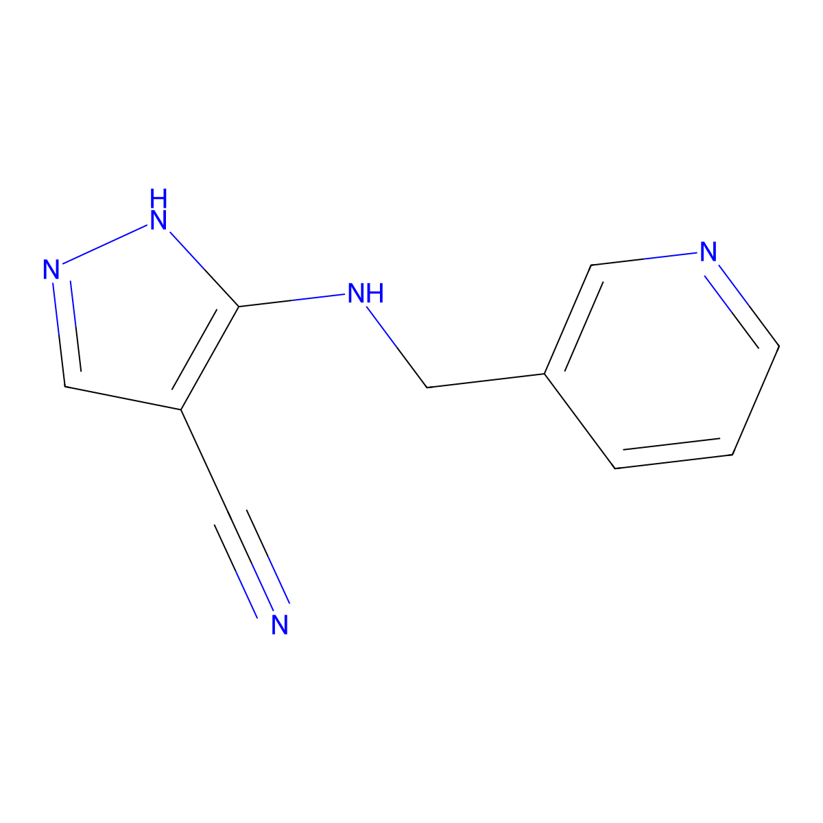 5-[(pyridin-3-ylmethyl)amino]-1H-pyrazole-4-carbonitrile molecular structure, CAS 1026783-37-8