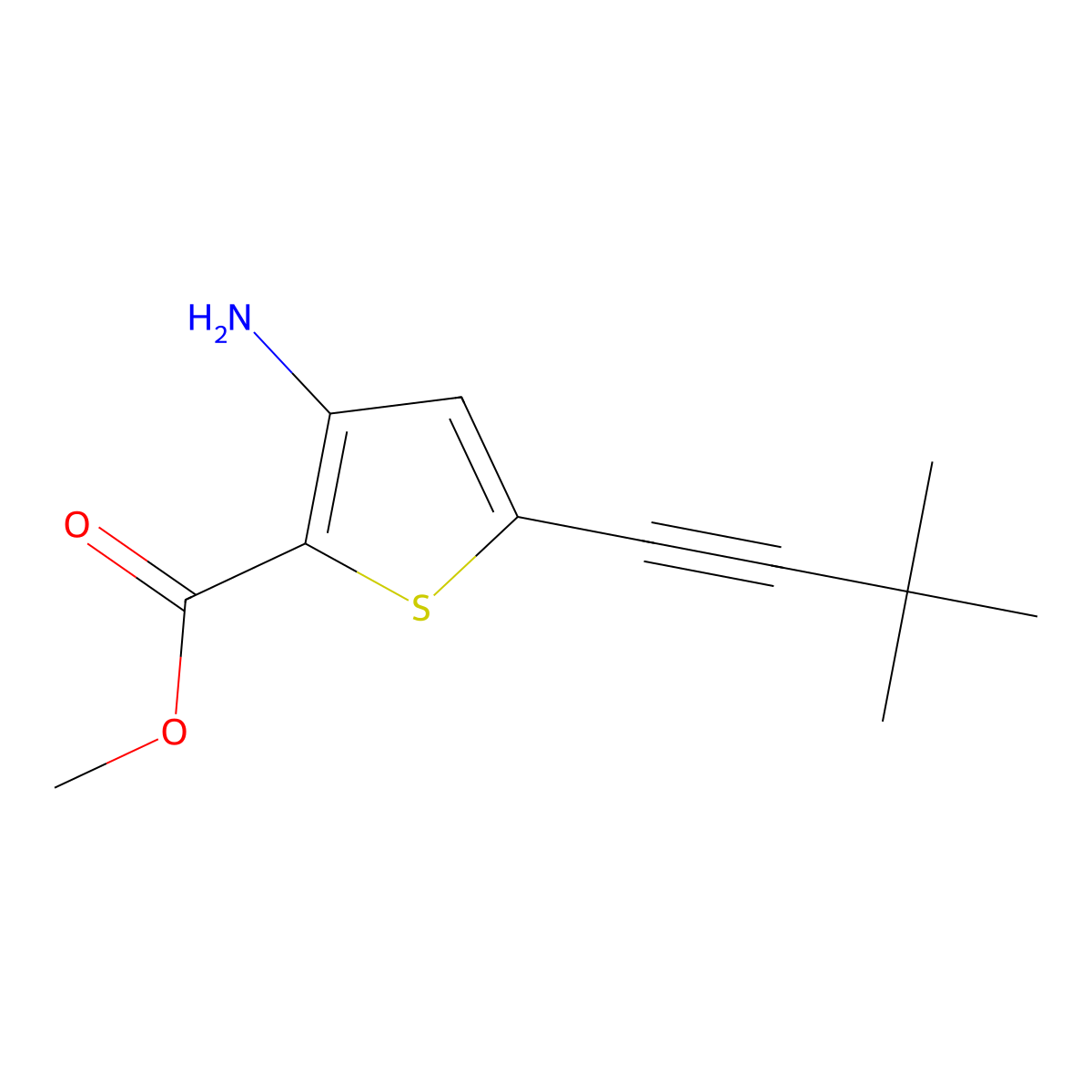 Methyl 3-amino-5-(3,3-dimethylbut-1-yn-1-yl)thiophene-2-carboxylate molecular structure, CAS 1026785-75-0