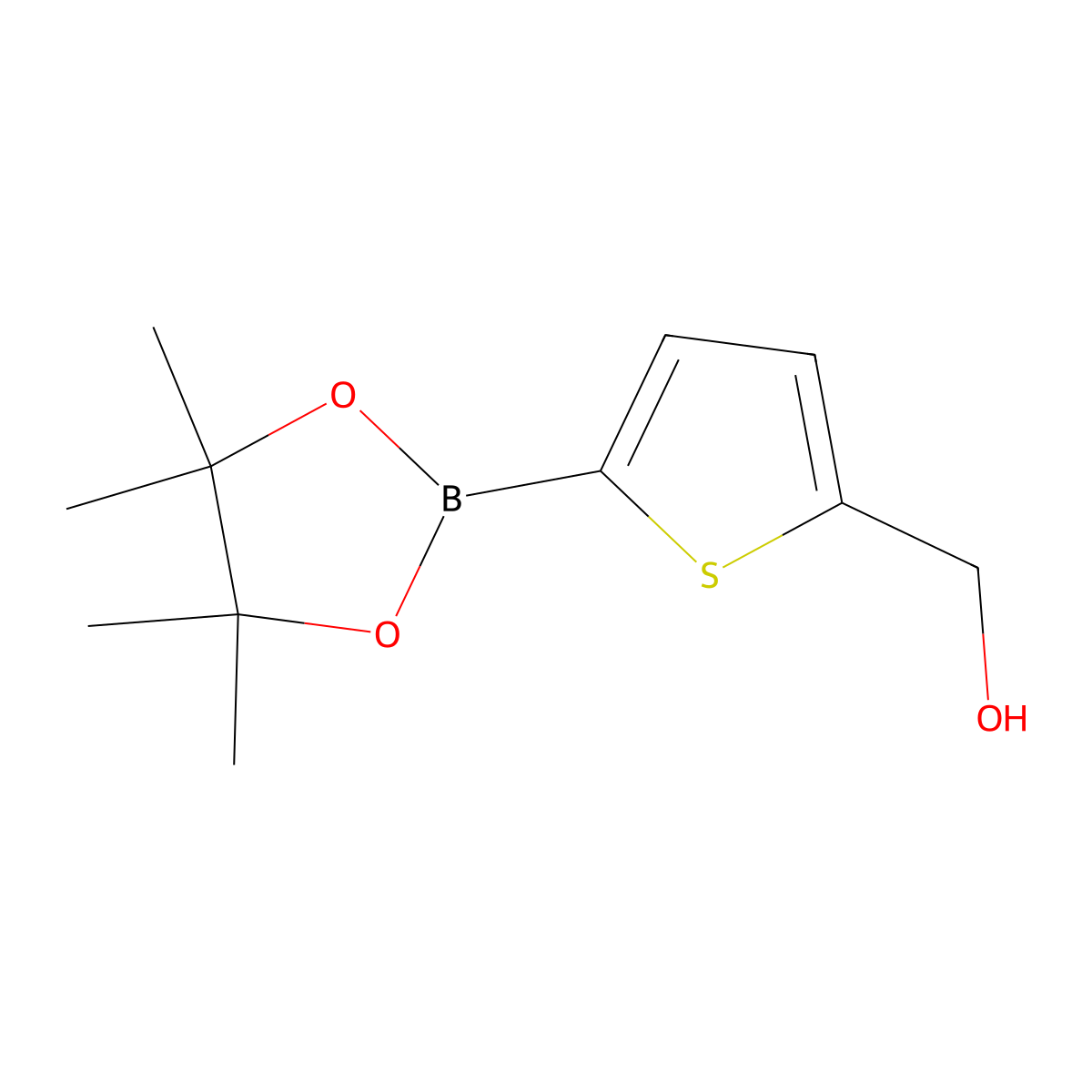 (5-(4,4,5,5-Tetramethyl-1,3,2-dioxaborolan-2-yl)thiophen-2-yl)methanol molecular structure, CAS 1026796-39-3