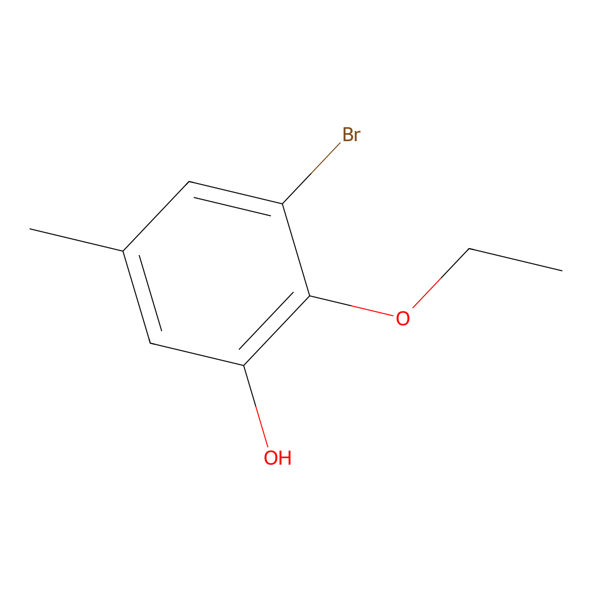 3-Bromo-2-ethoxy-5-methylphenol molecular structure, CAS 1026796-62-2